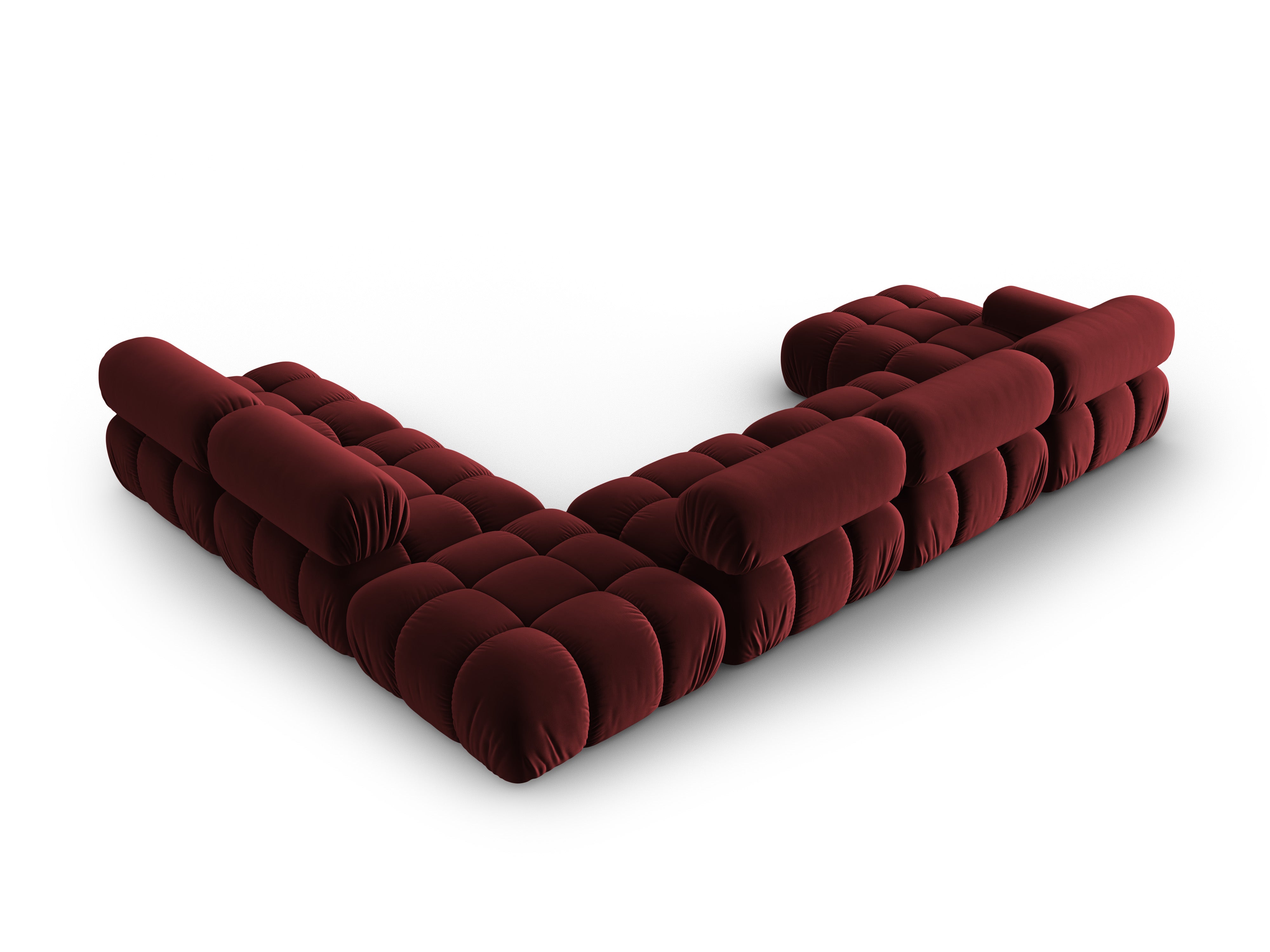 CORTINA Right-Hand Velvet Panoramic Corner Sofa in Wine Red