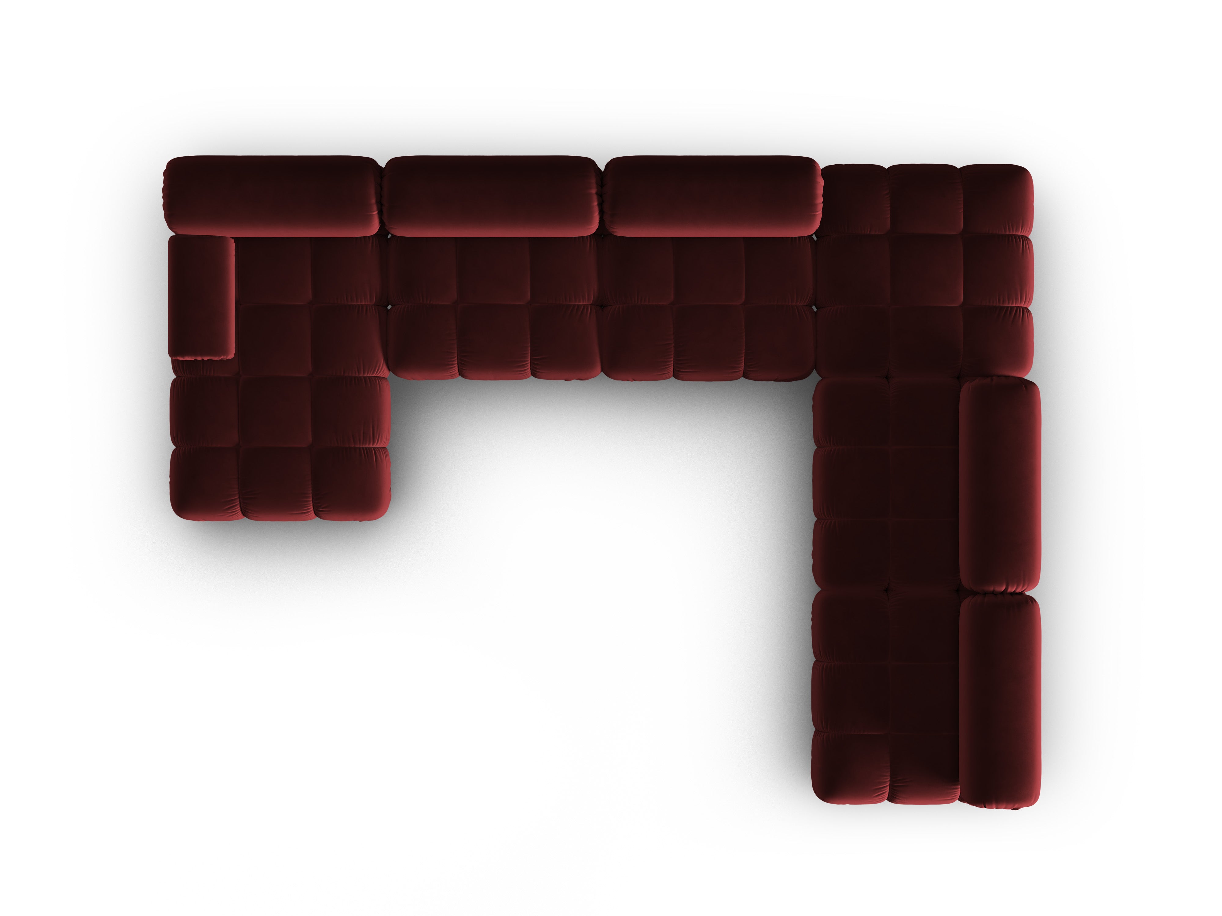 CORTINA Right-Hand Velvet Panoramic Corner Sofa in Wine Red