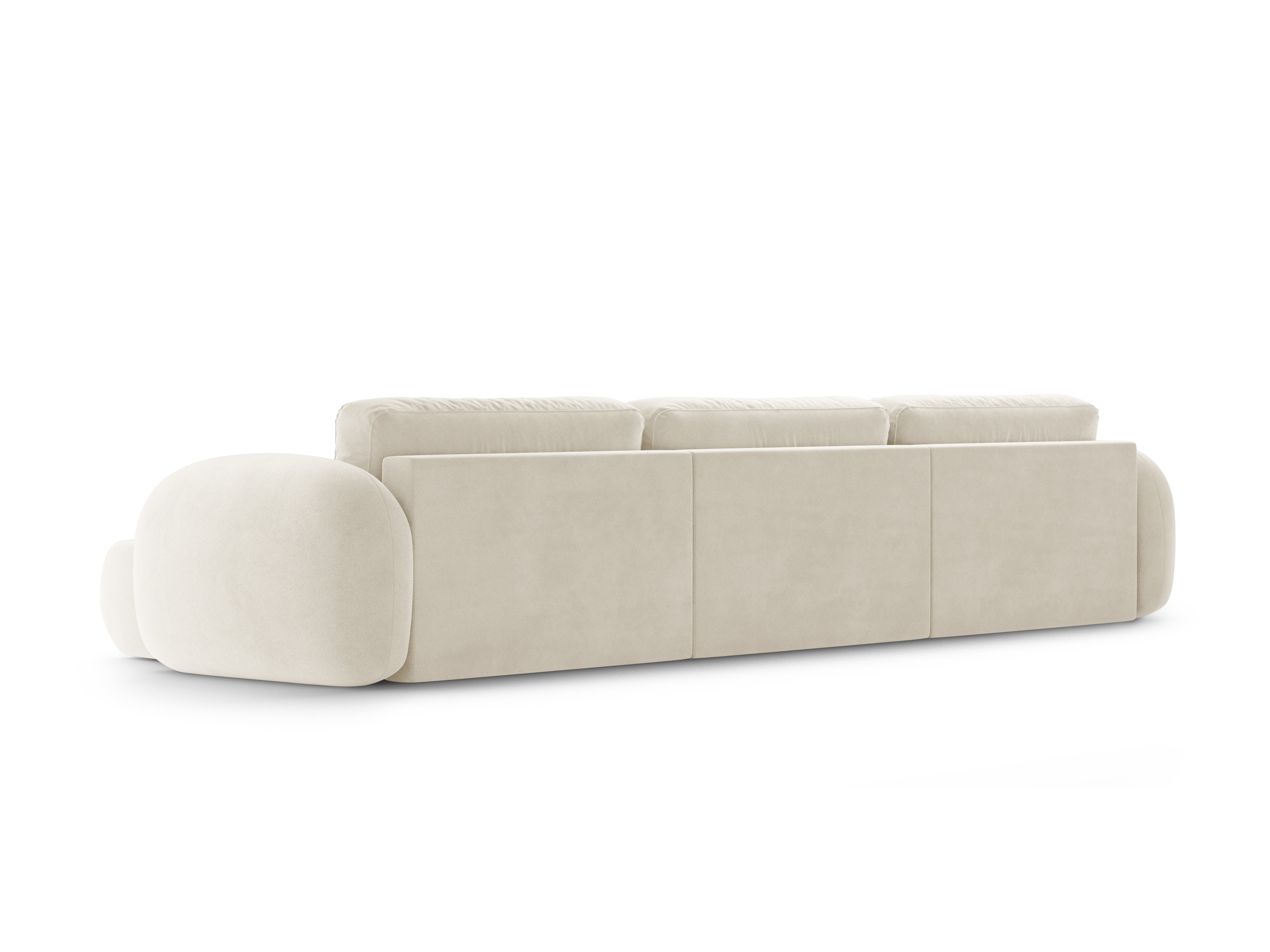 Panoramisch fluwelen sofa met slaapfunctie voor 5 personen TONALE crème