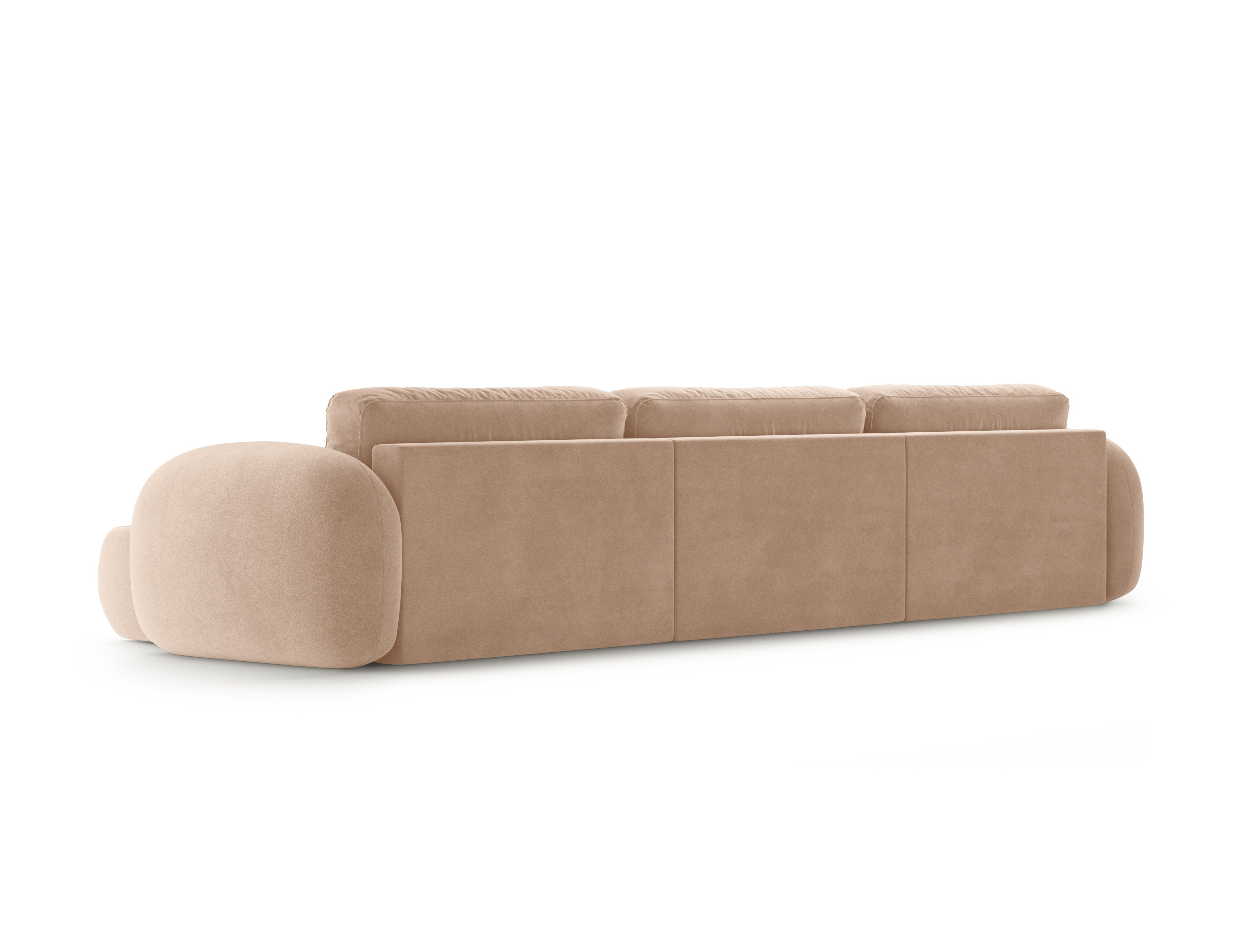 Panoramische fluwelen bank met slaapfunctie voor 5 personen TONALE beige