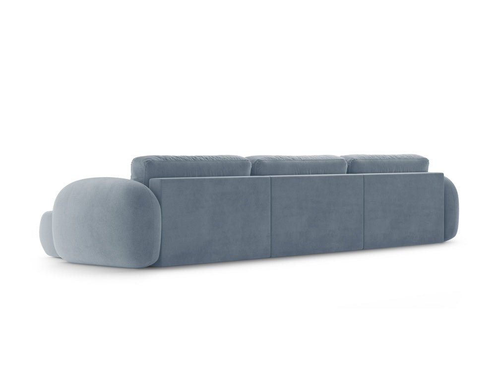 Sofa panoramisch aus Samt mit Schlaf-Funktion für 5 Personen TONALE himmelblau