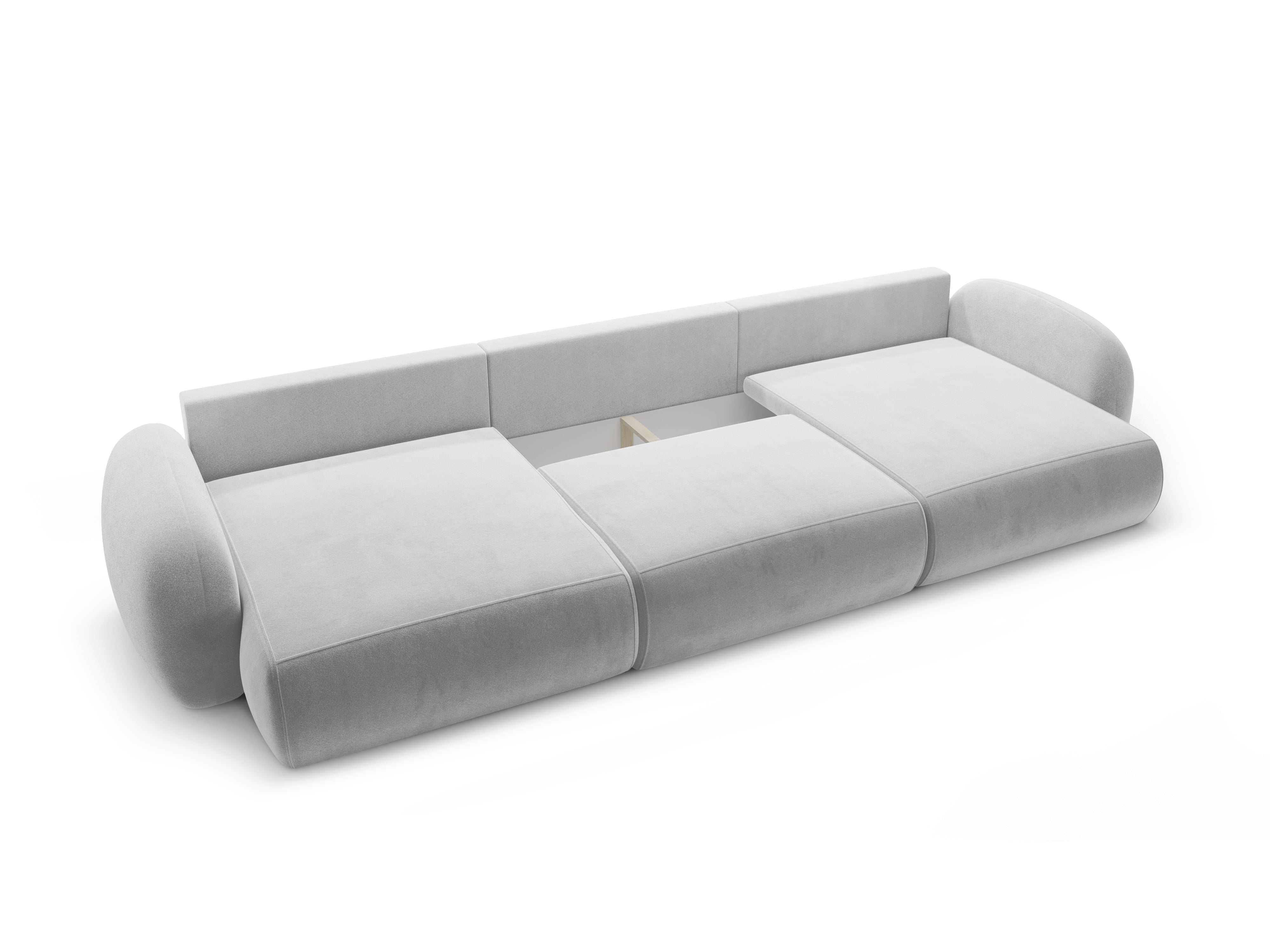 Panoramic Velvet Sofa with Sleeping Function for 5 People TONALE Light Gray