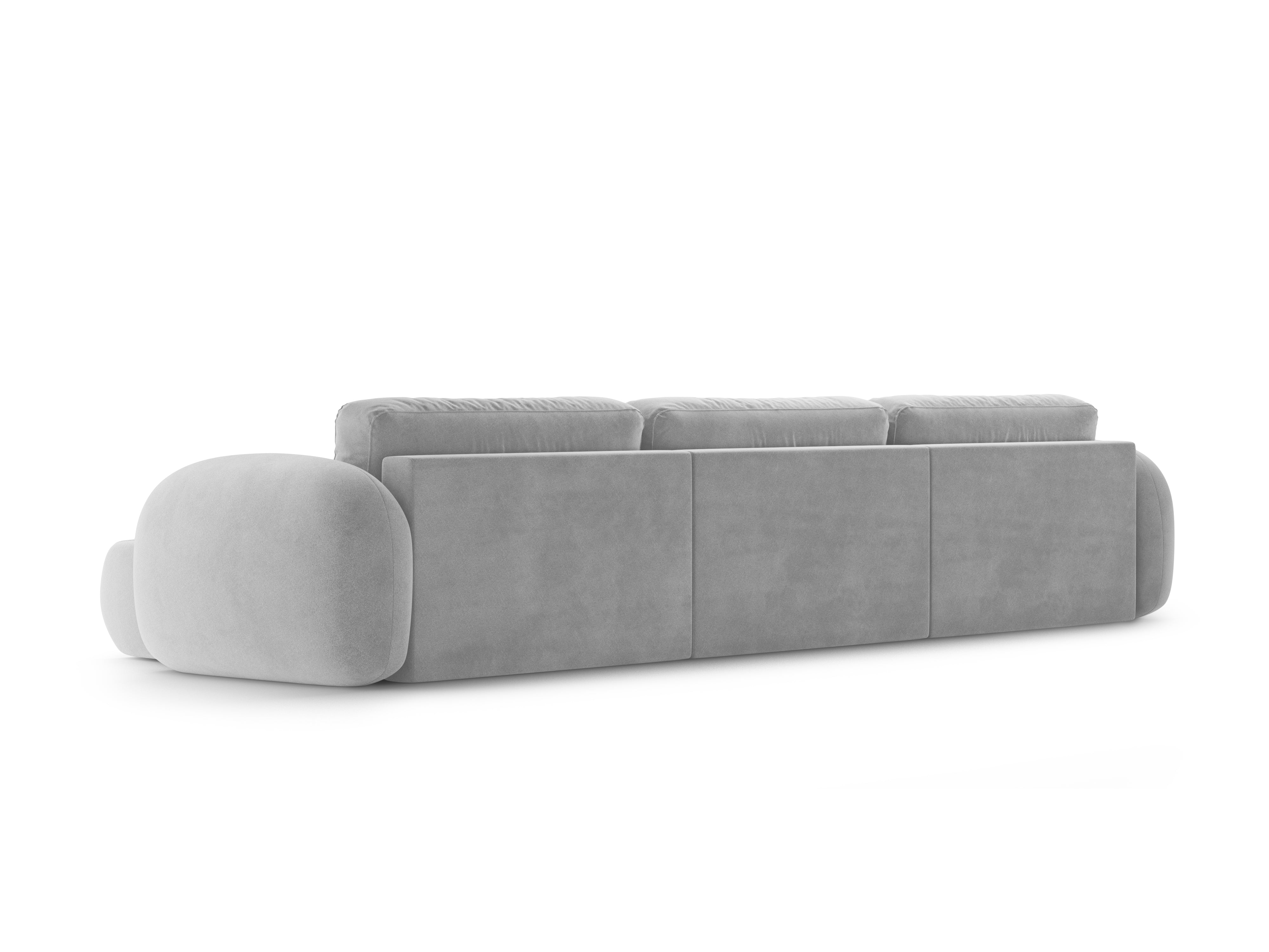 Panoramic Velvet Sofa with Sleeping Function for 5 People TONALE Light Gray