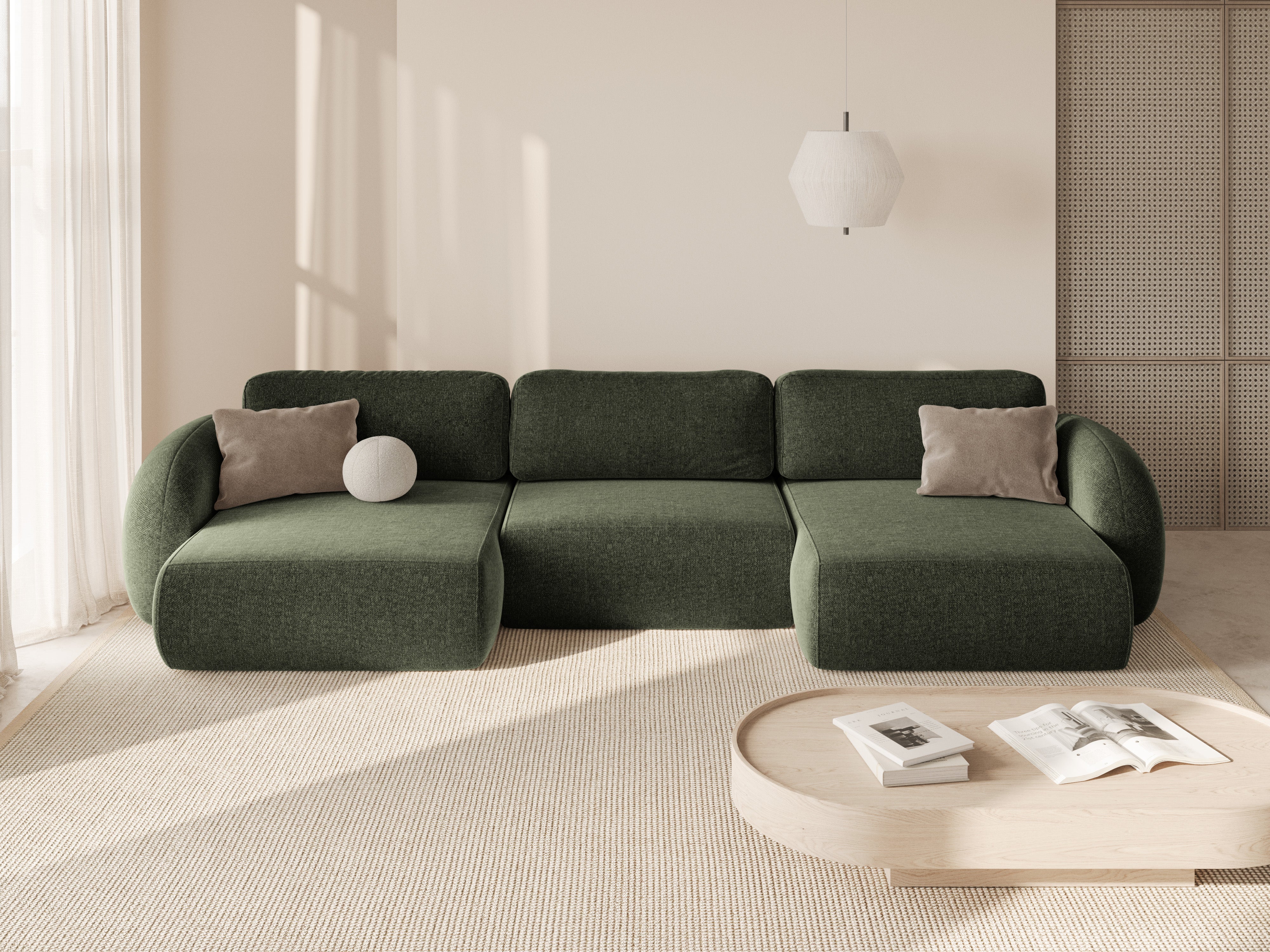 Panoramic Sofa with Sleeping Function for 5 People TONALE Green