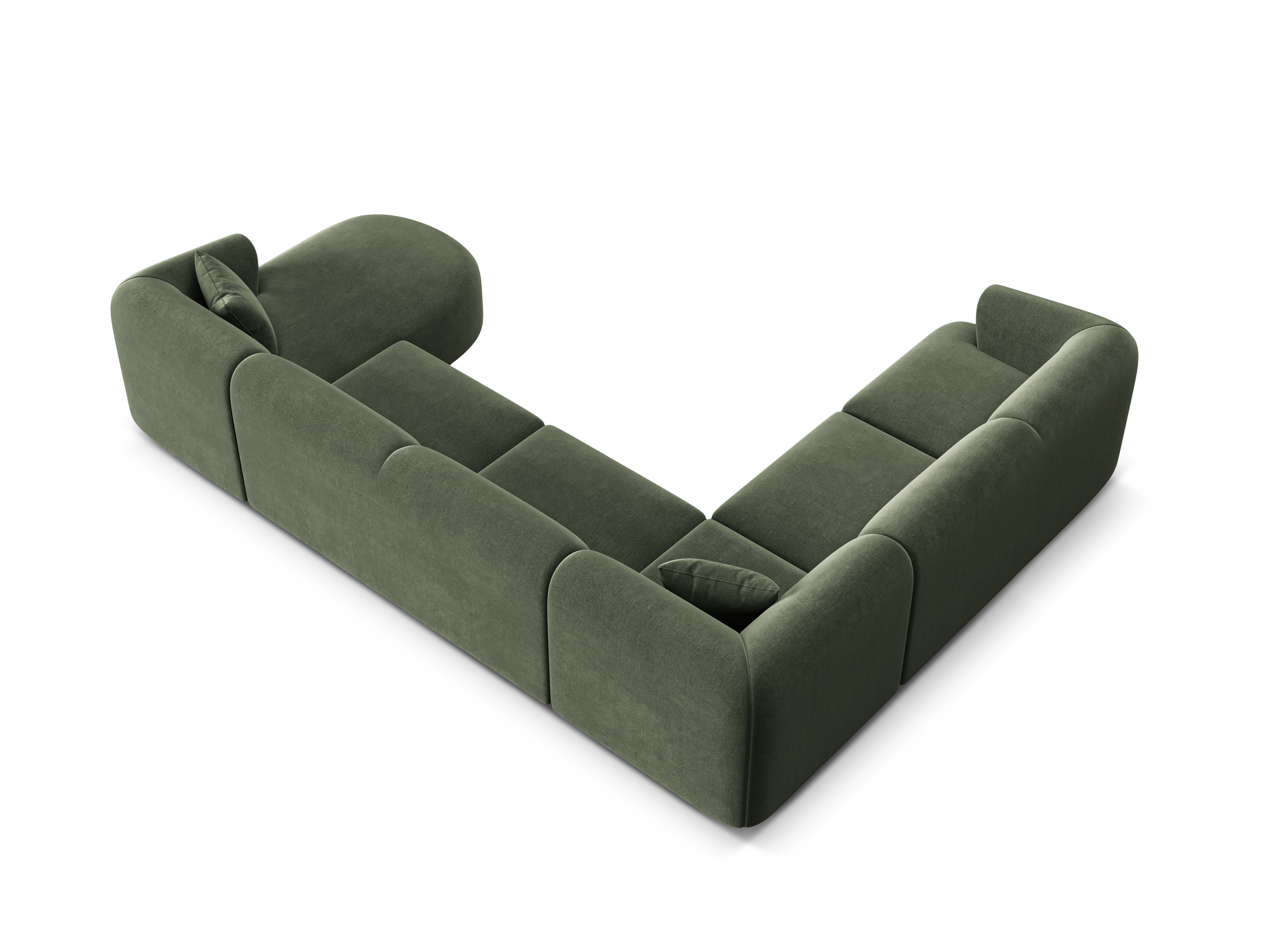 Left-sided velvet panoramic corner sofa for 7 people CAMPI green
