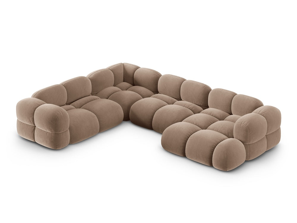 Left-facing U-shaped velvet corner sofa LORETTO in dark beige