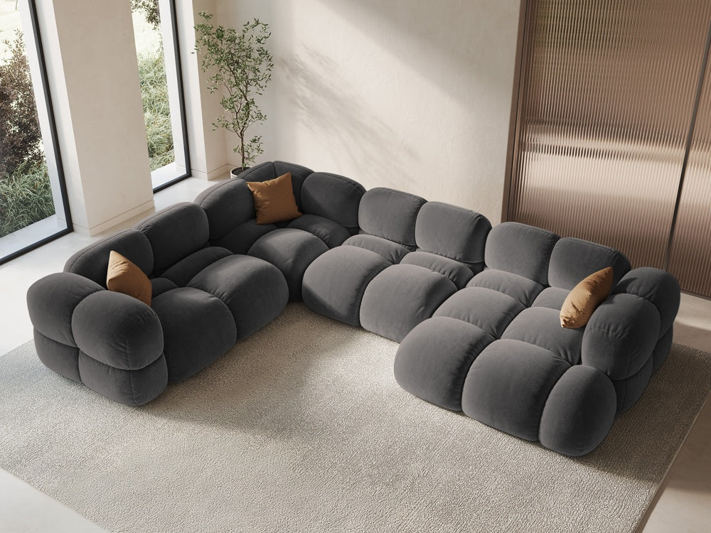 Left-facing U-shaped velvet corner sofa LORETTO gray
