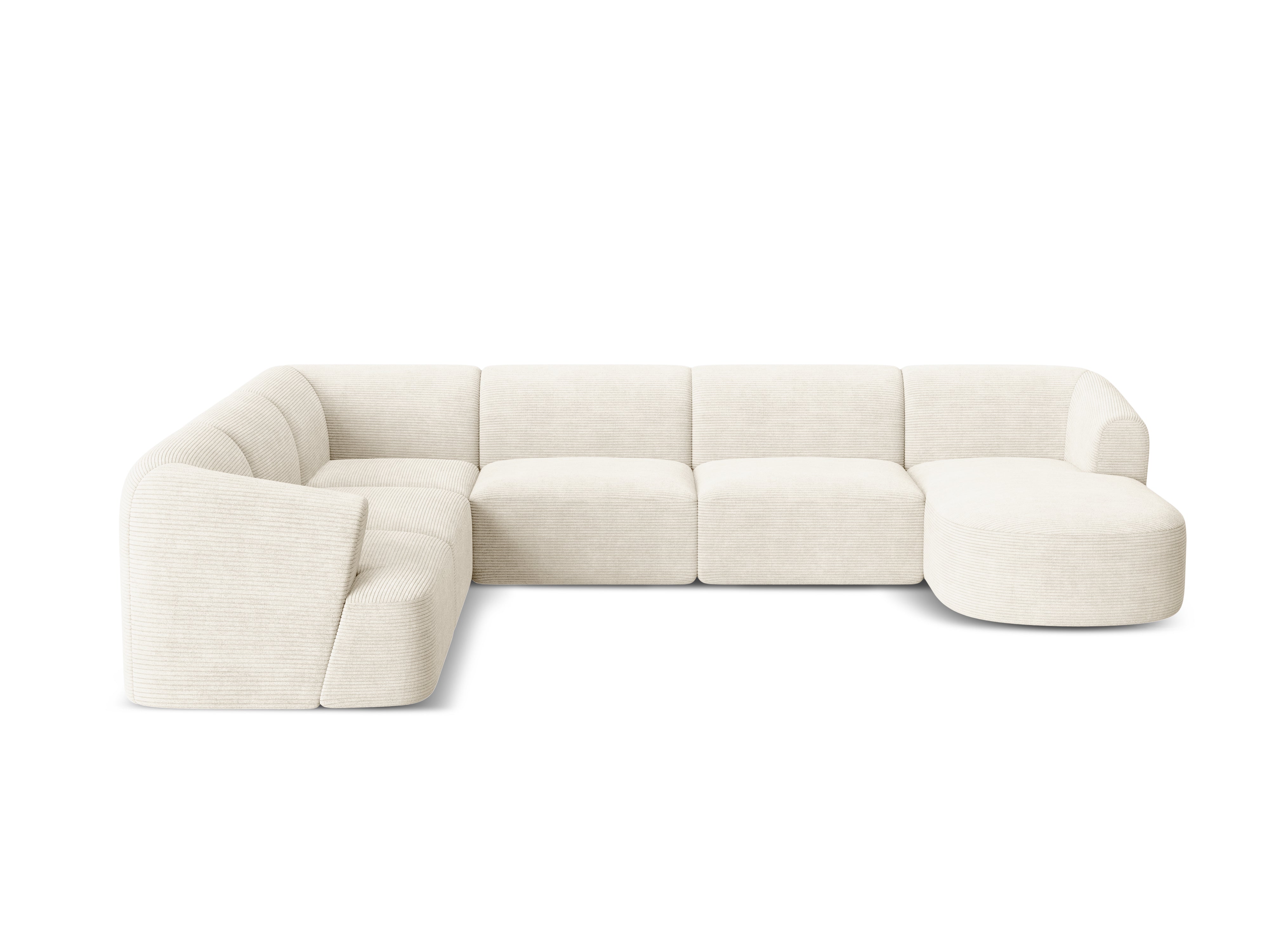 Left-sided panoramic corner sofa for 7 people CAMPI cream corduroy