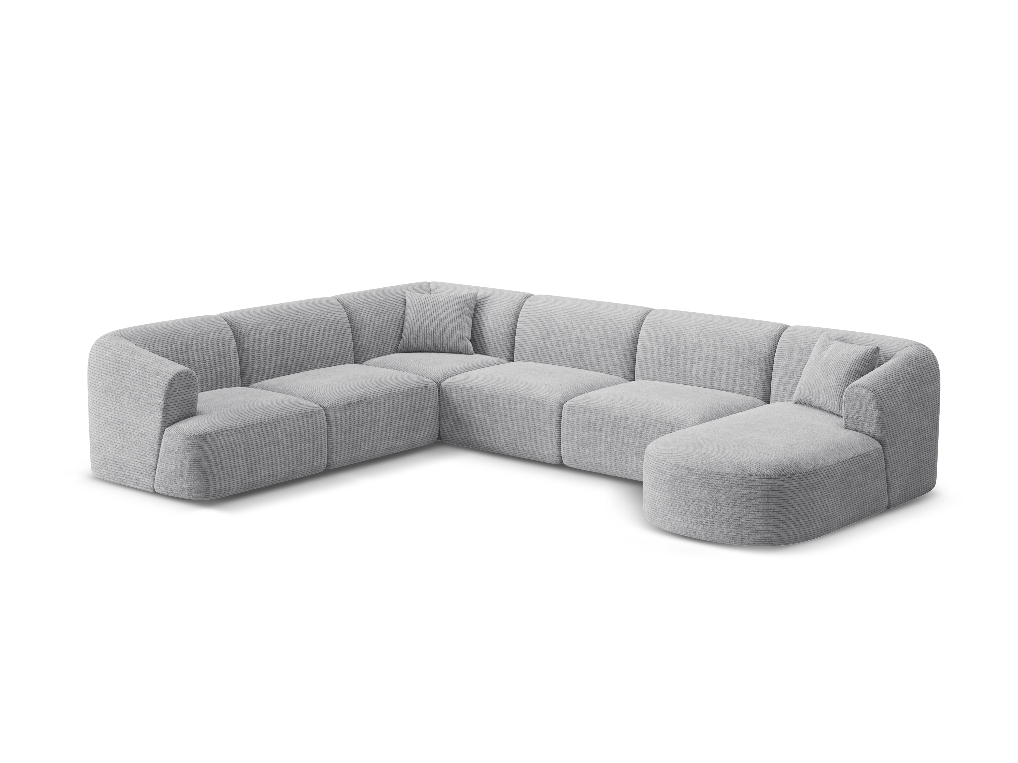 Left-sided panoramic corner sofa for 7 people CAMPI light gray corduroy