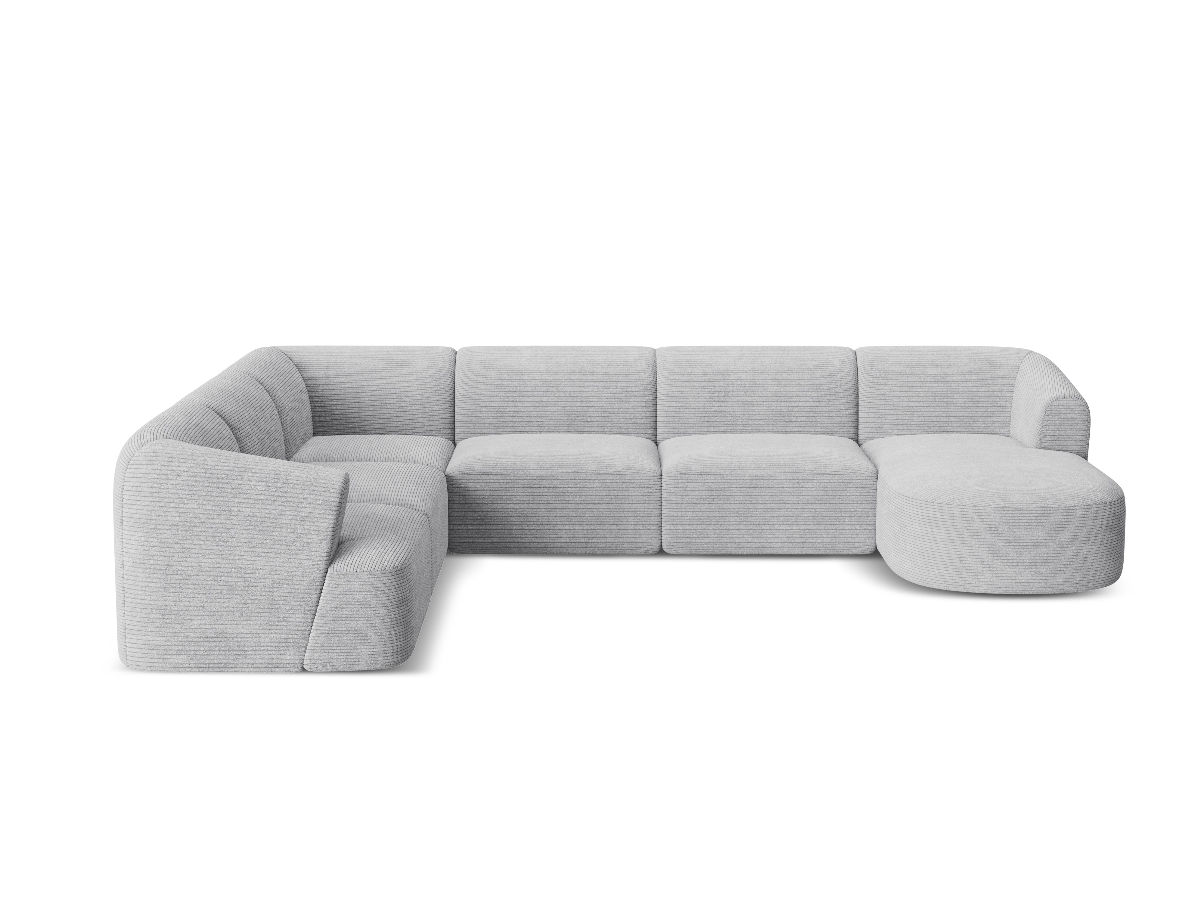 Left-sided panoramic corner sofa for 7 people CAMPI light gray corduroy
