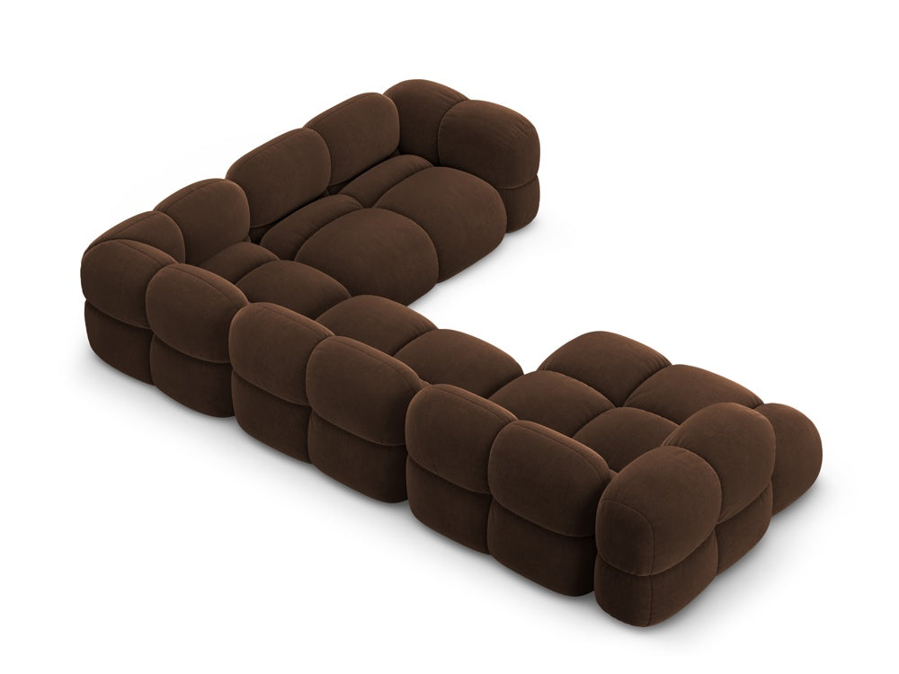 Right-facing U-shaped velvet corner sofa LORETTO chocolate