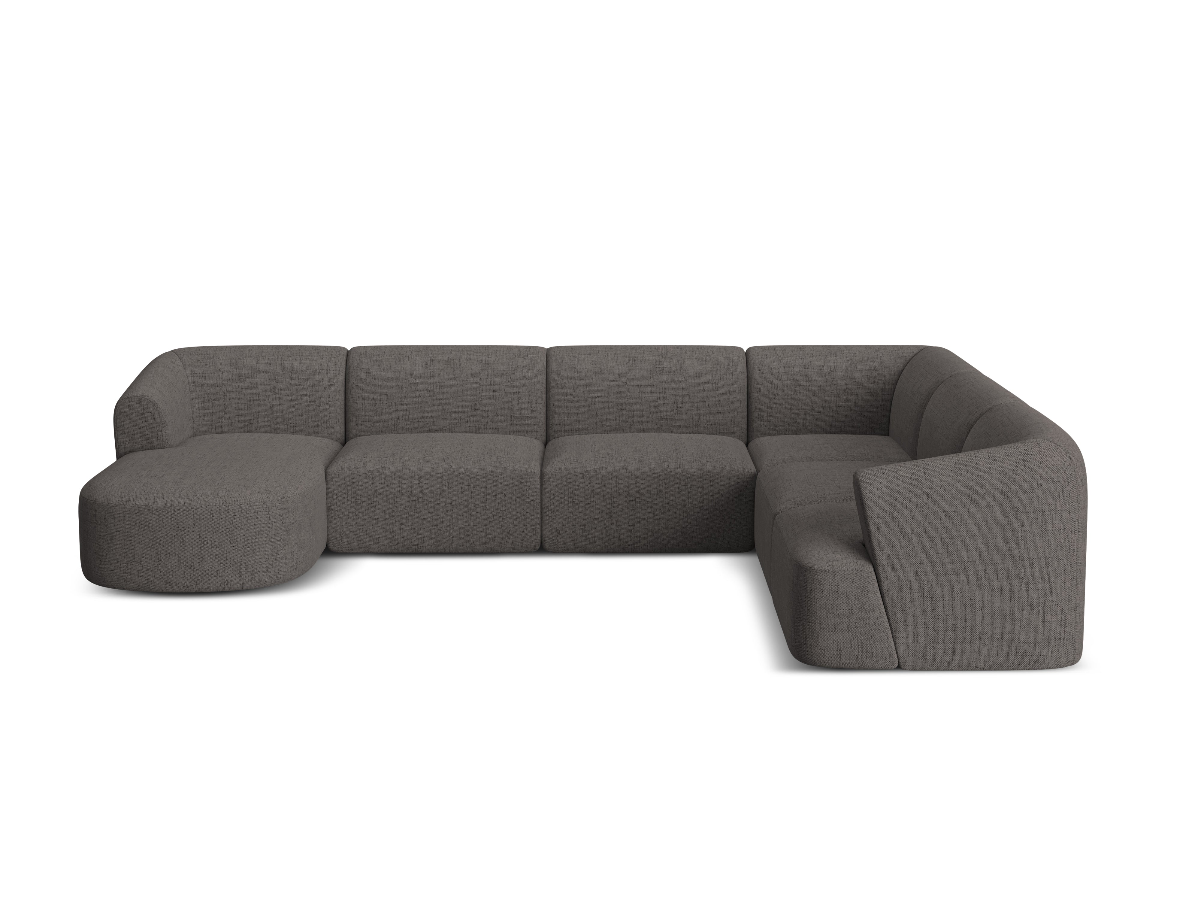 Right-facing panoramic corner sofa for 7 people CAMPI gray chenille