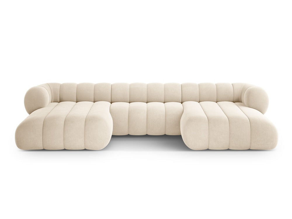 KOGE beige velvet panoramic sofa for 6 people