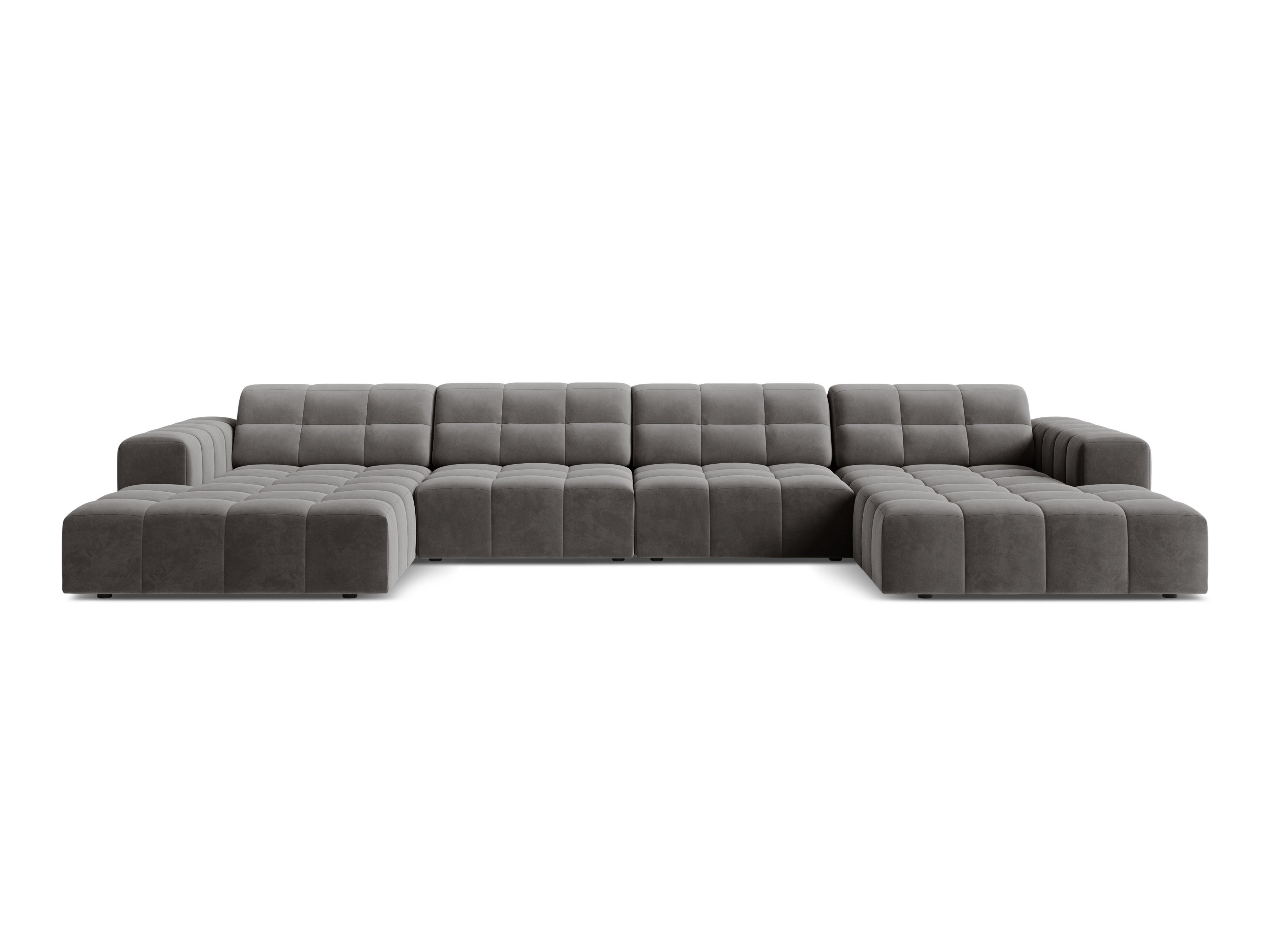 Sofa panoramiczna aksamitna 6-osobowa CHICAGO szary – Cosmopolitan Design