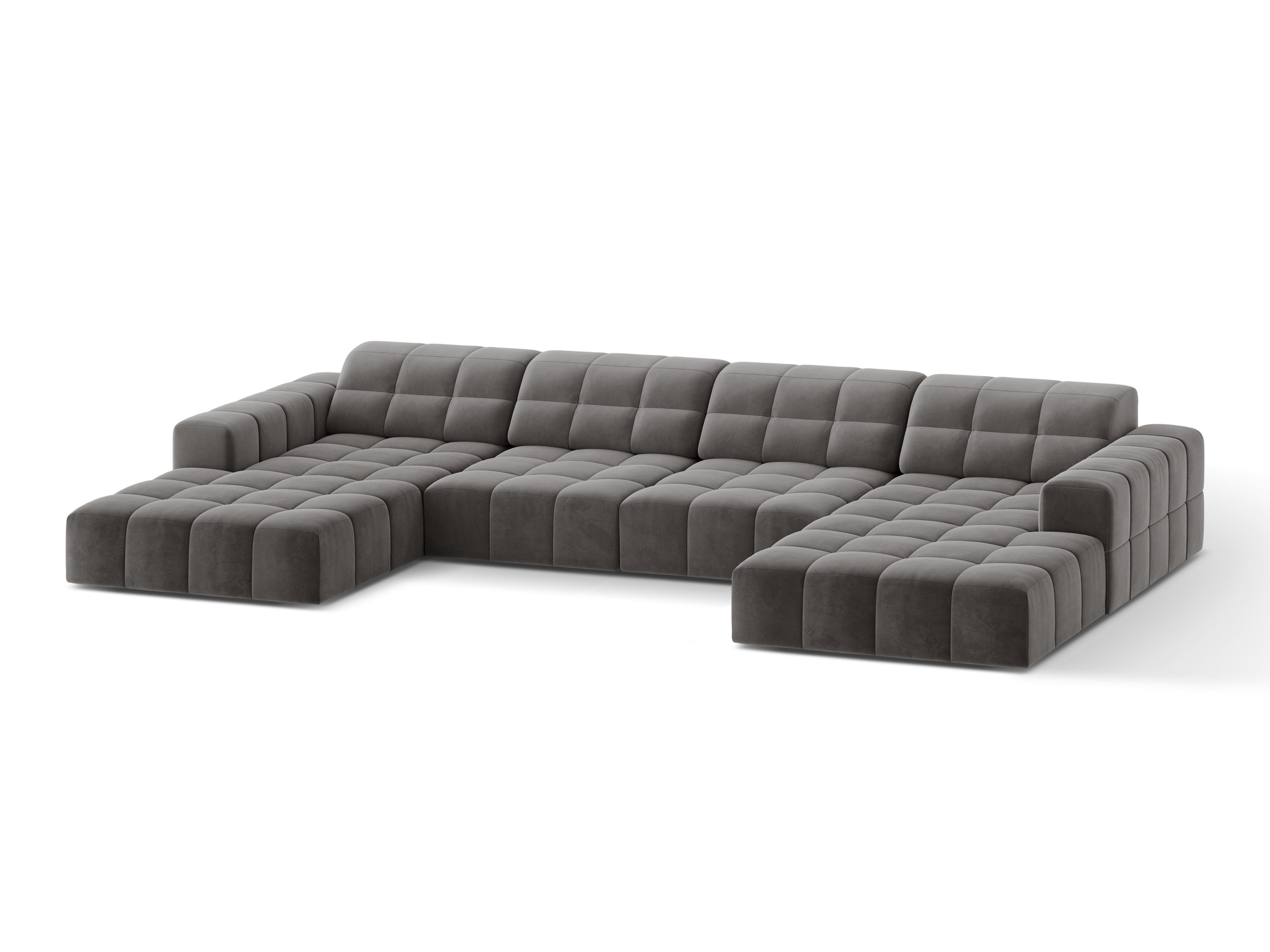 Sofa panoramiczna aksamitna 6-osobowa CHICAGO szary do salonu