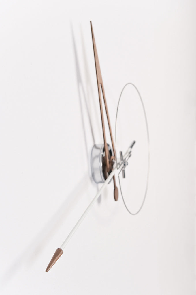 Wall clock CRIS walnut wood with chrome and white finish