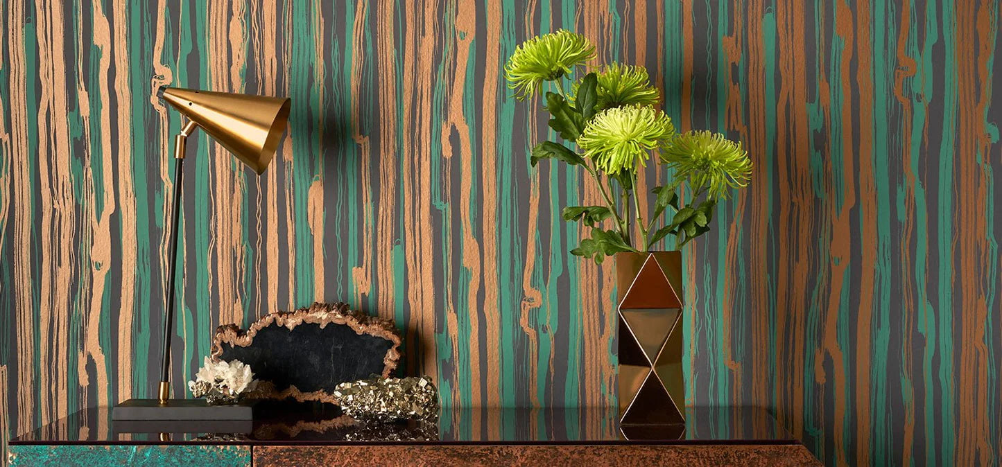 Behang met abstract patroon CURIO - Strandgroen