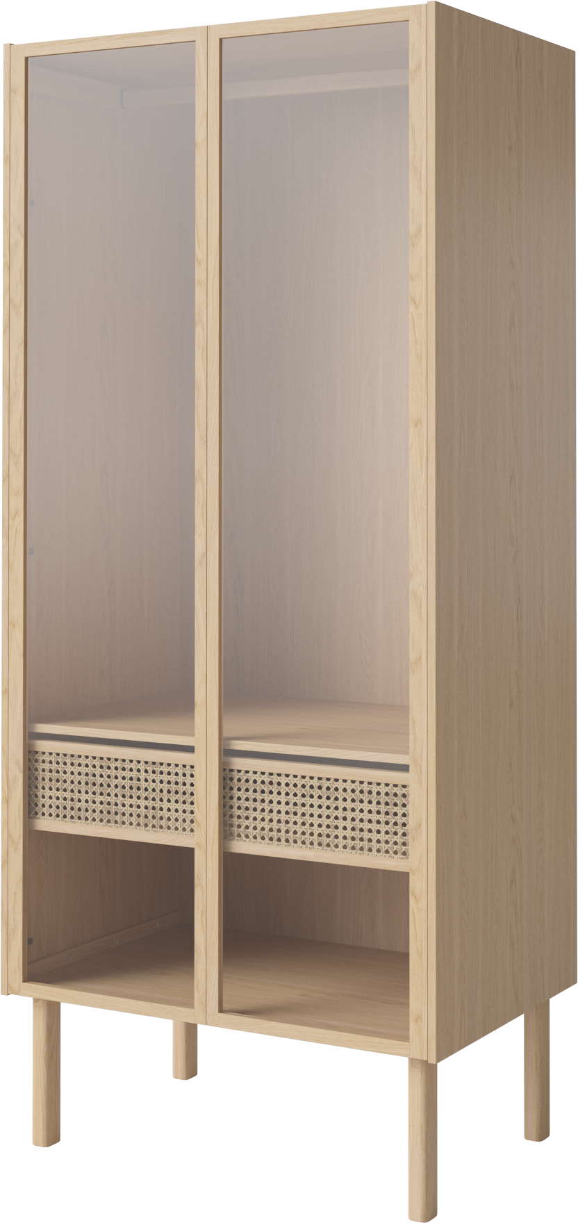 Kleiderschrank mit Glastüren Cana gebleichte Eiche Holz