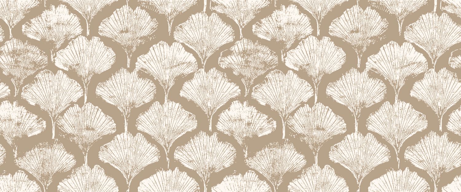 Textil-Tapete mit metallischem Pflanzenmotiv von YINKUO - TAUPE taupe mit Weiß