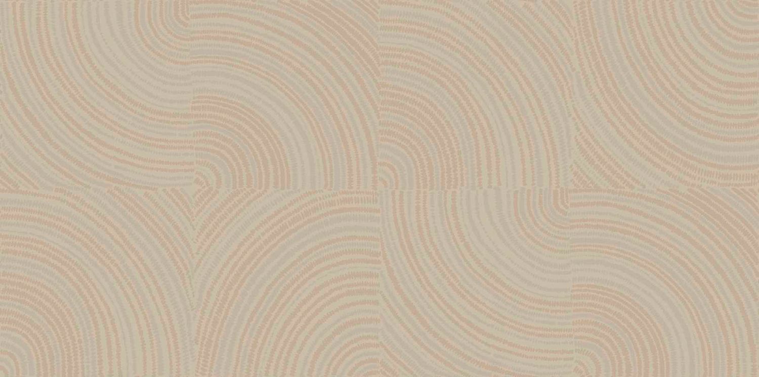 Textile structural wallpaper with geometric pattern ALENTOURS - BEIGE ORANGE beige orange