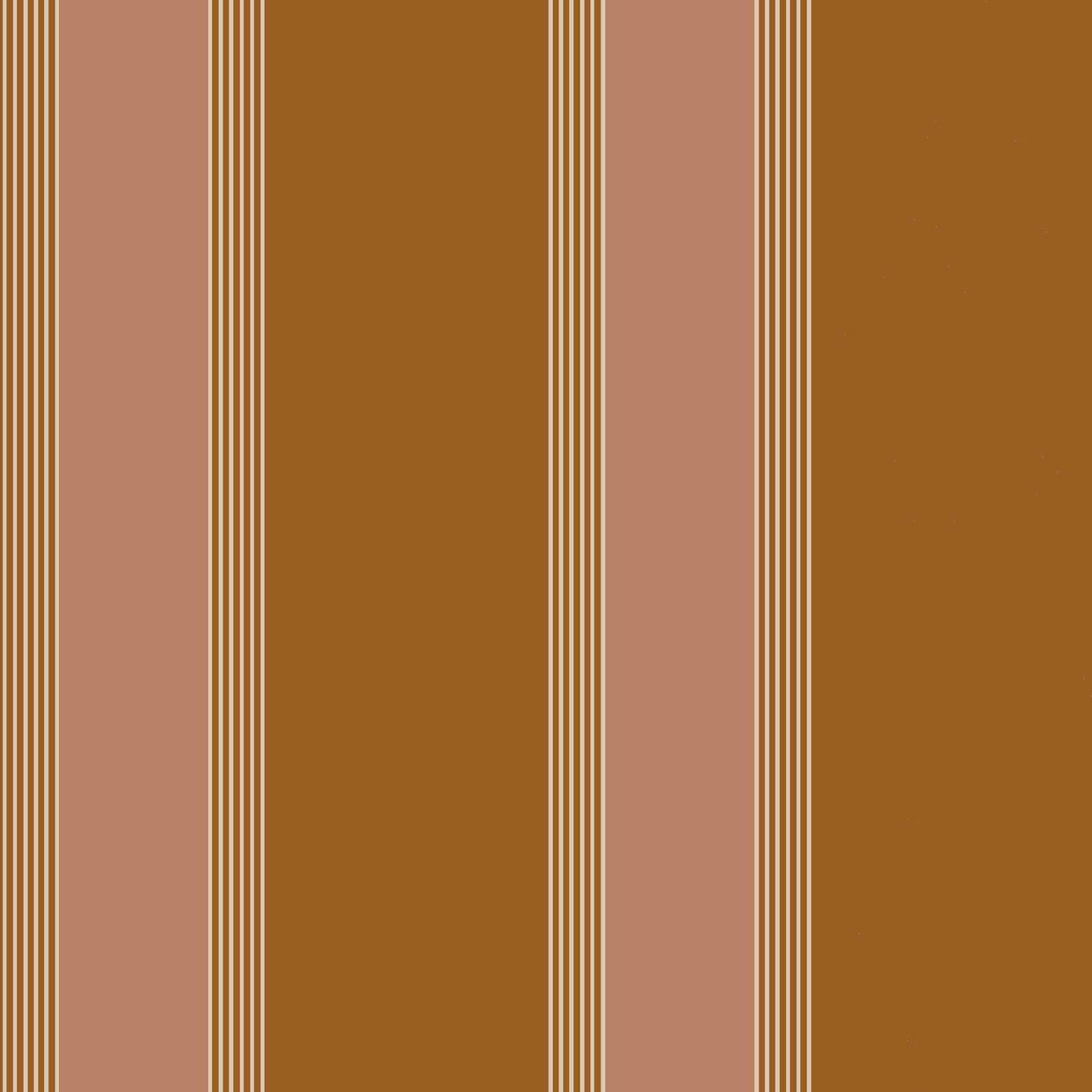Wallpaper with geometric striped pattern AUTEUIL - AMBRE/NUDE brown with pink