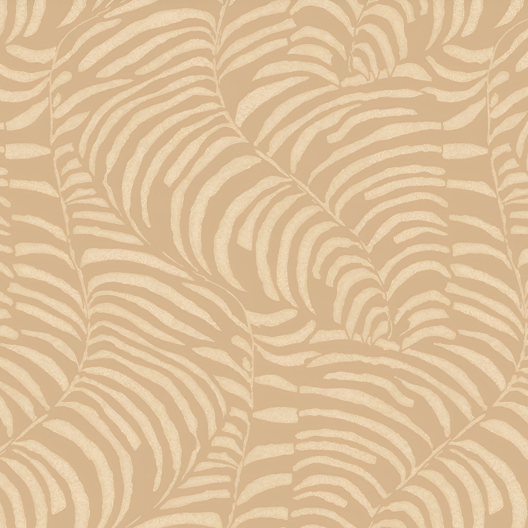 Metallic wallpaper with a fern leaf plant motif NOBILE - SABLE/NACRÉ sandy with pearlescent finish