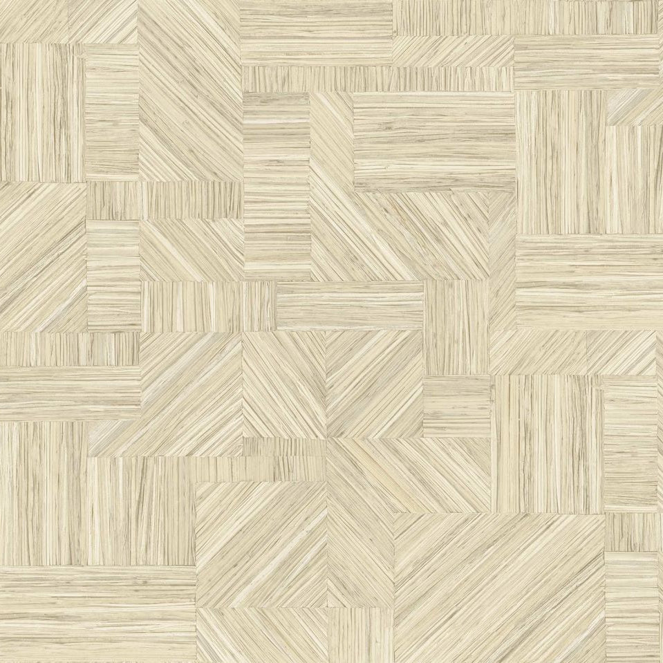 Geometric Textured Wallpaper Imitating Straw Patchwork IMBRICATION - IVORY Beige