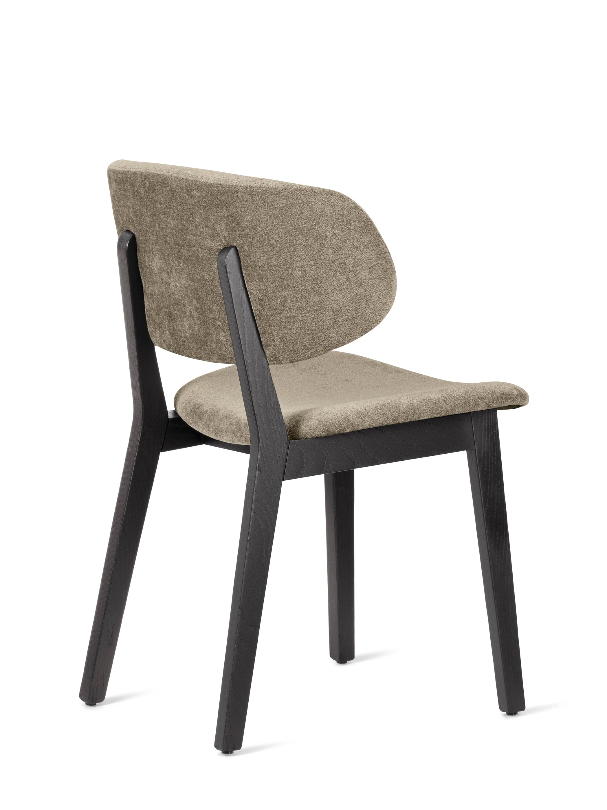 Stoel CLAIRE taupe met zwarte houten basis