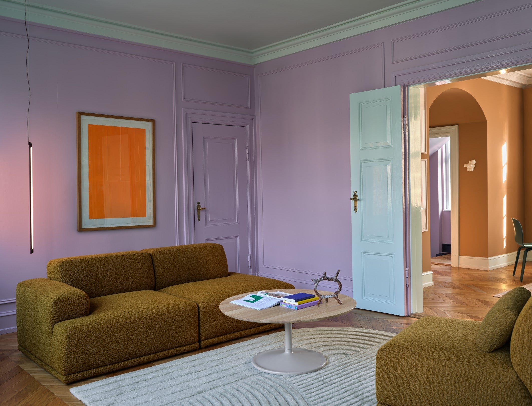 SOFT coffee table dark oak wood with black base