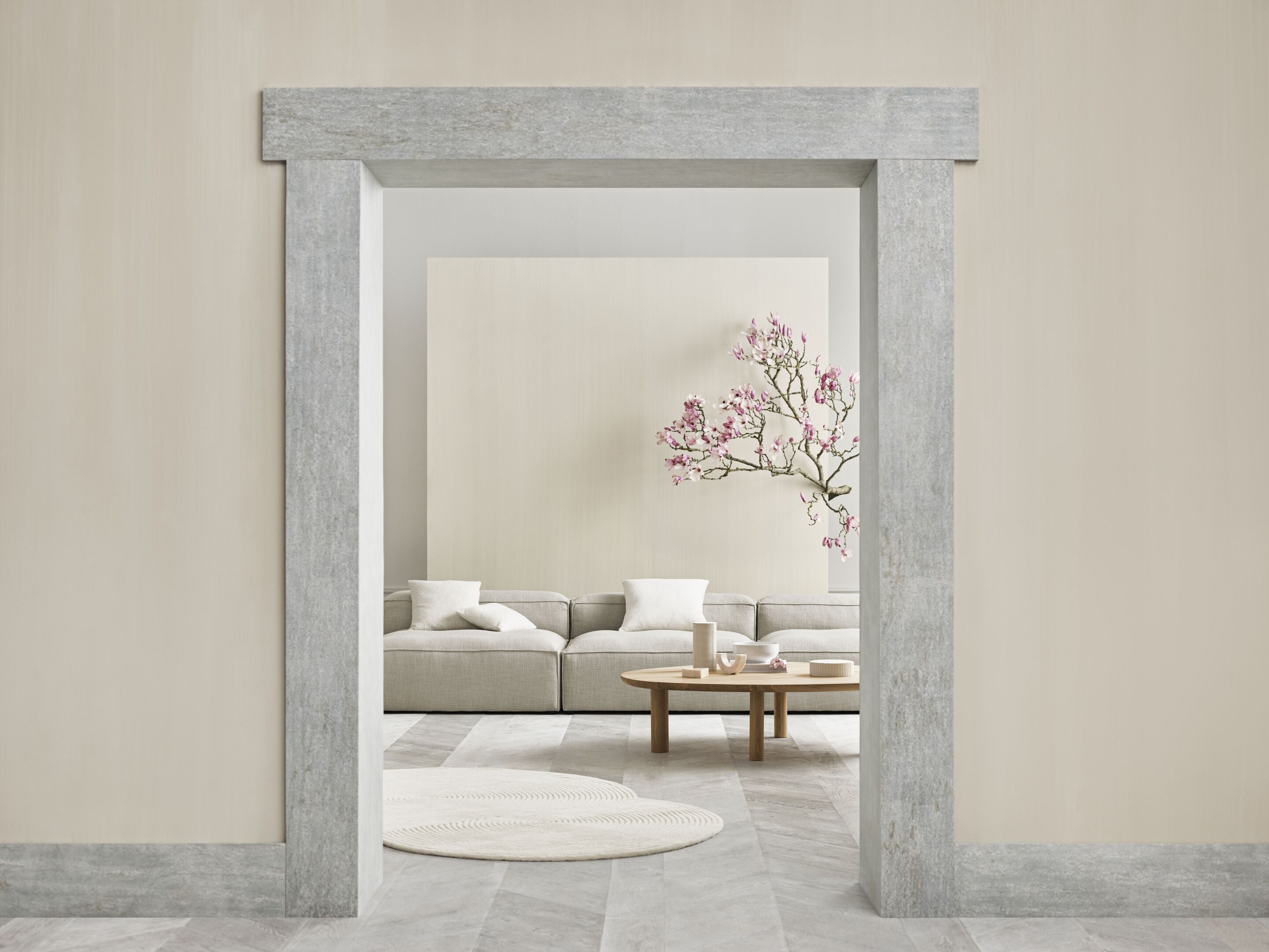 Modulaire bank COSIMA - linkszijdige chaise longue gestoffeerd