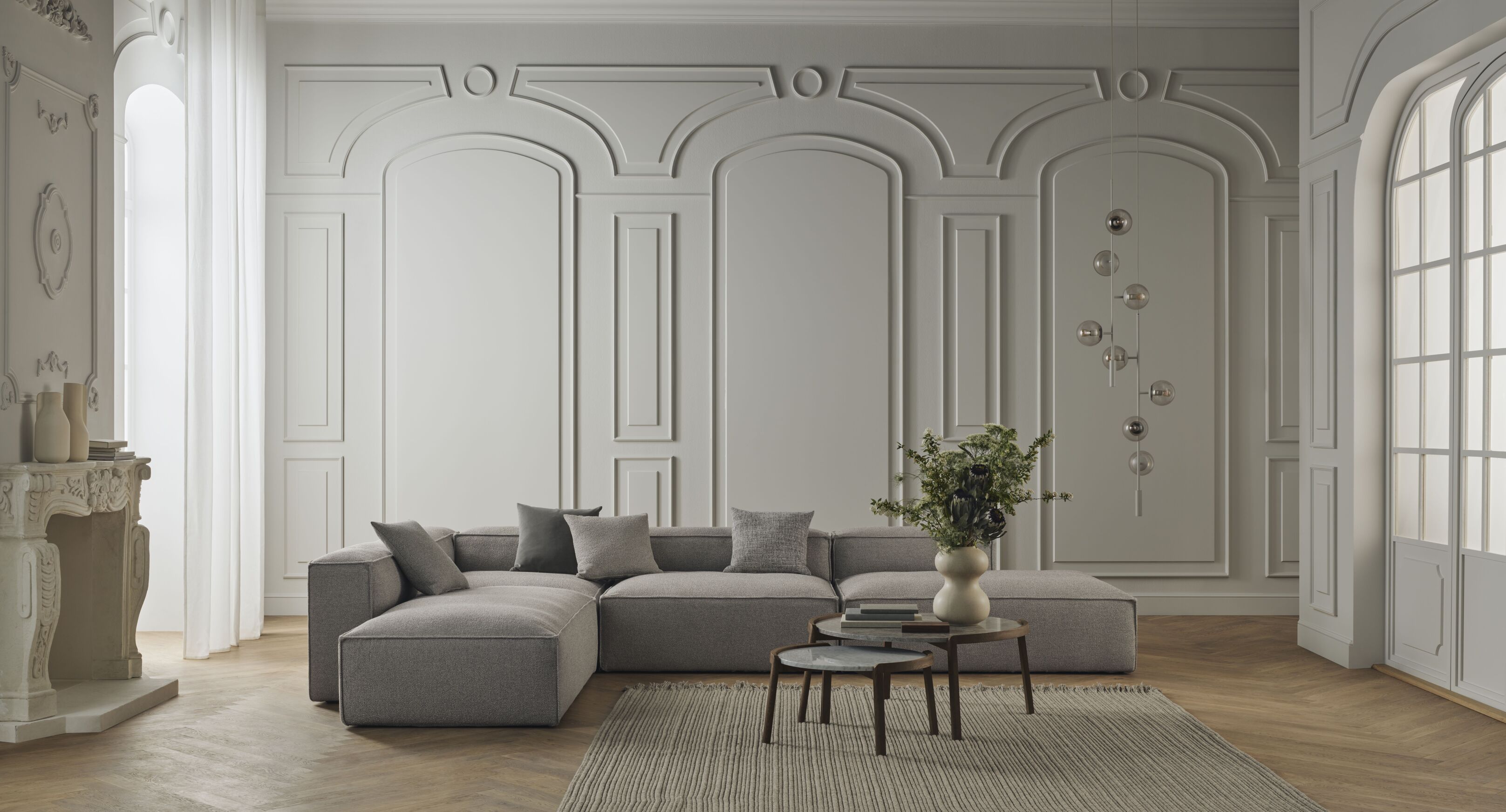 RECHTEN -SANDED COIMA -BED POLSTERED -Ecke