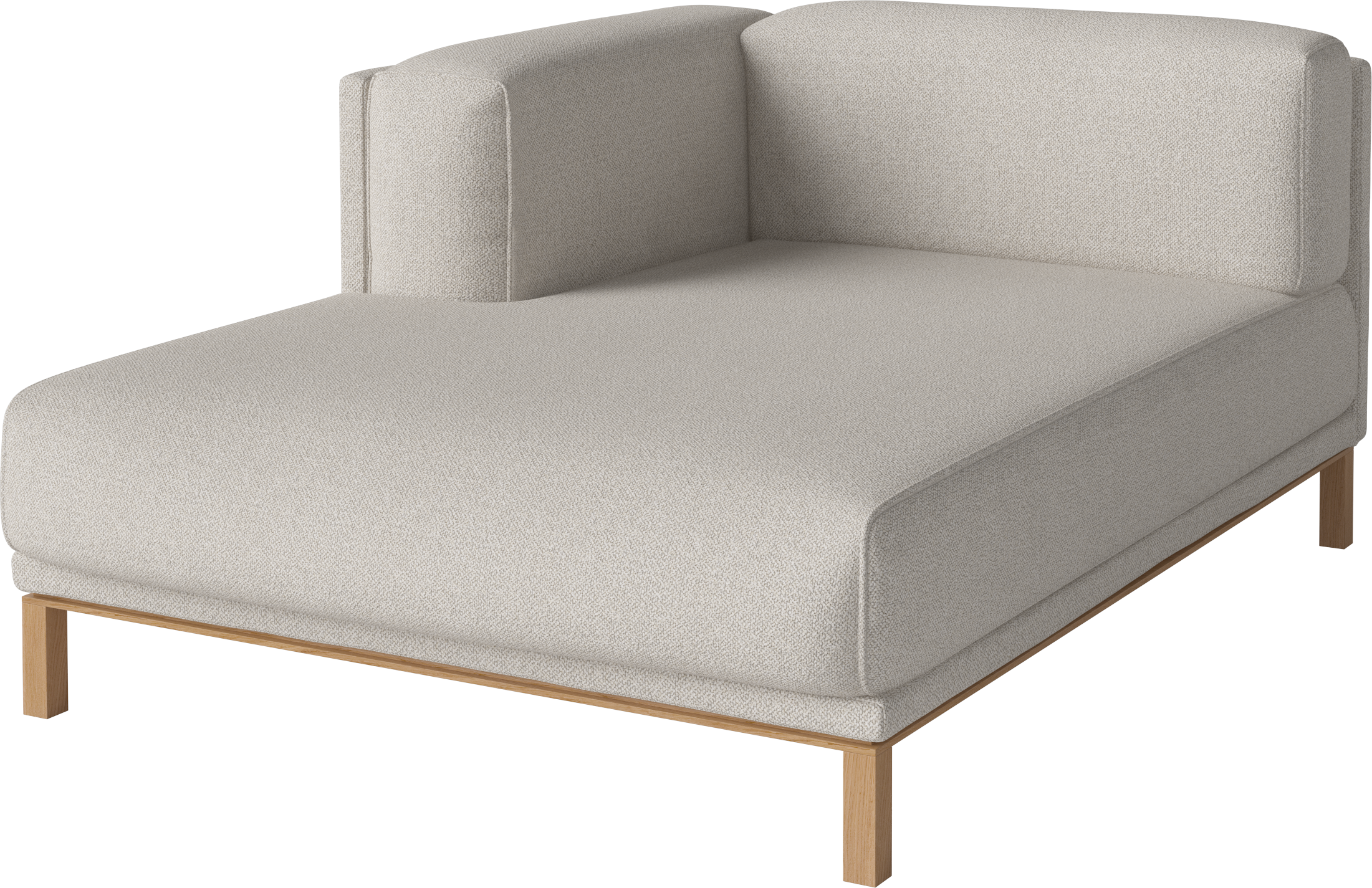 Modulaire bank COSY - linkszijdige chaise longue met eiken basis