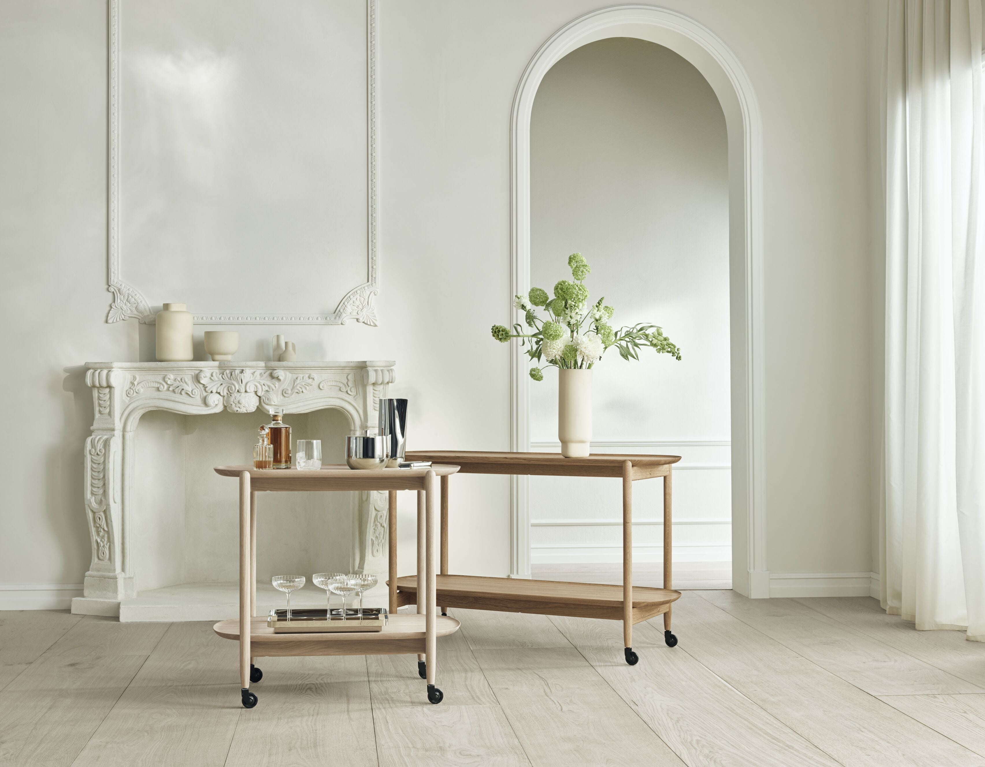 Coupé Bar Bar Trolley Belled Eiche Holz