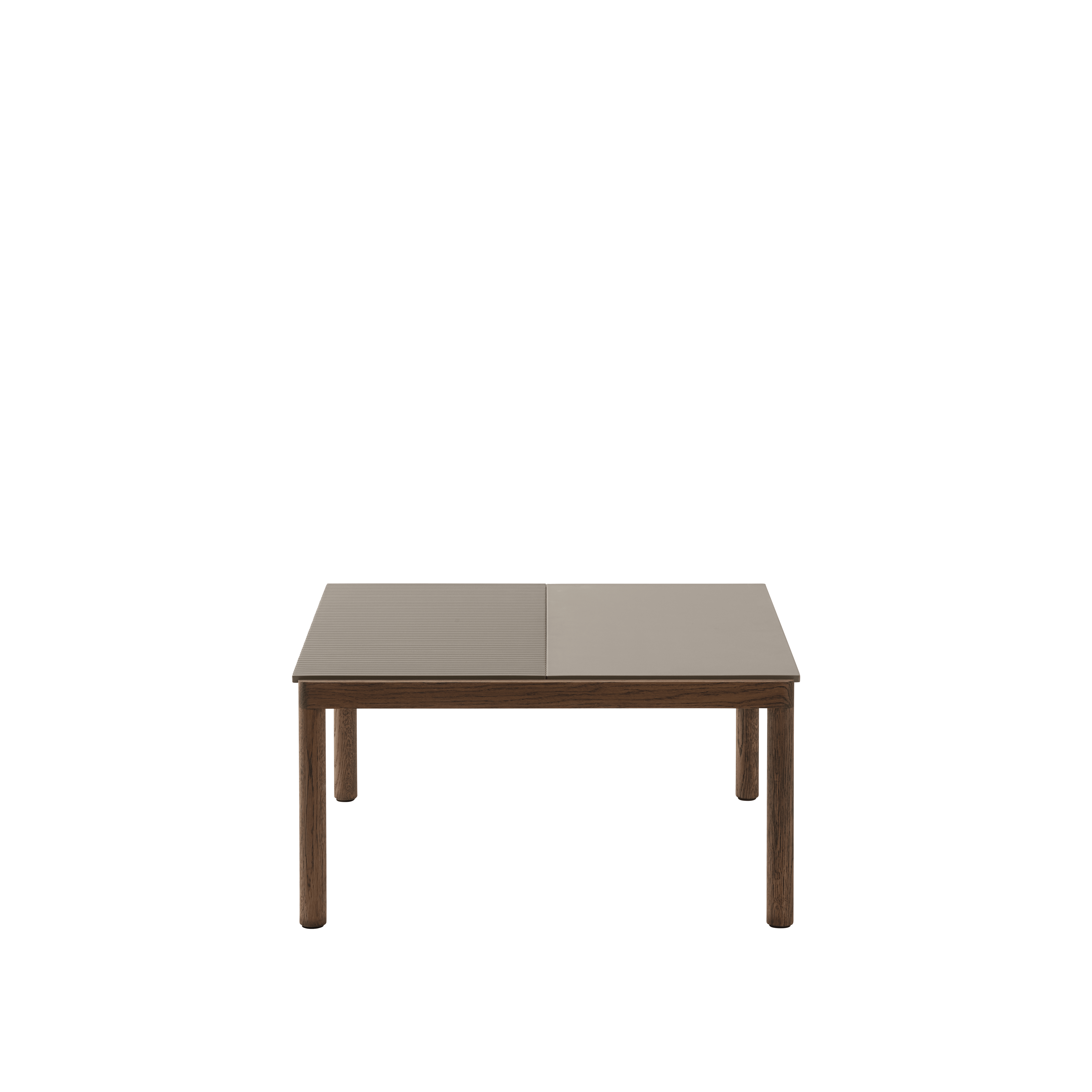 Couchtisch COUPLE taupe met een donkere eiken basis