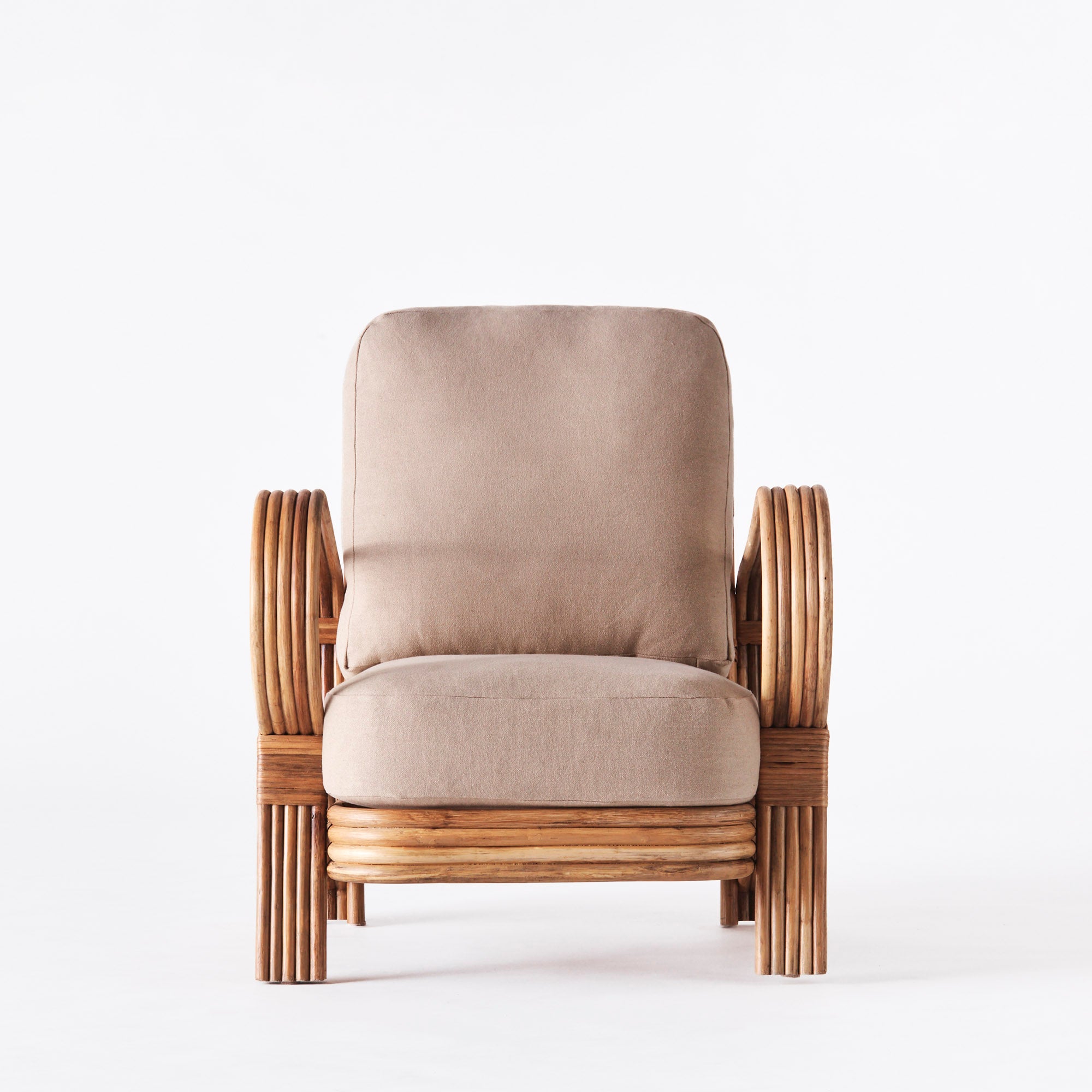 Beige BAMBOO fauteuil met gebeitst bamboe