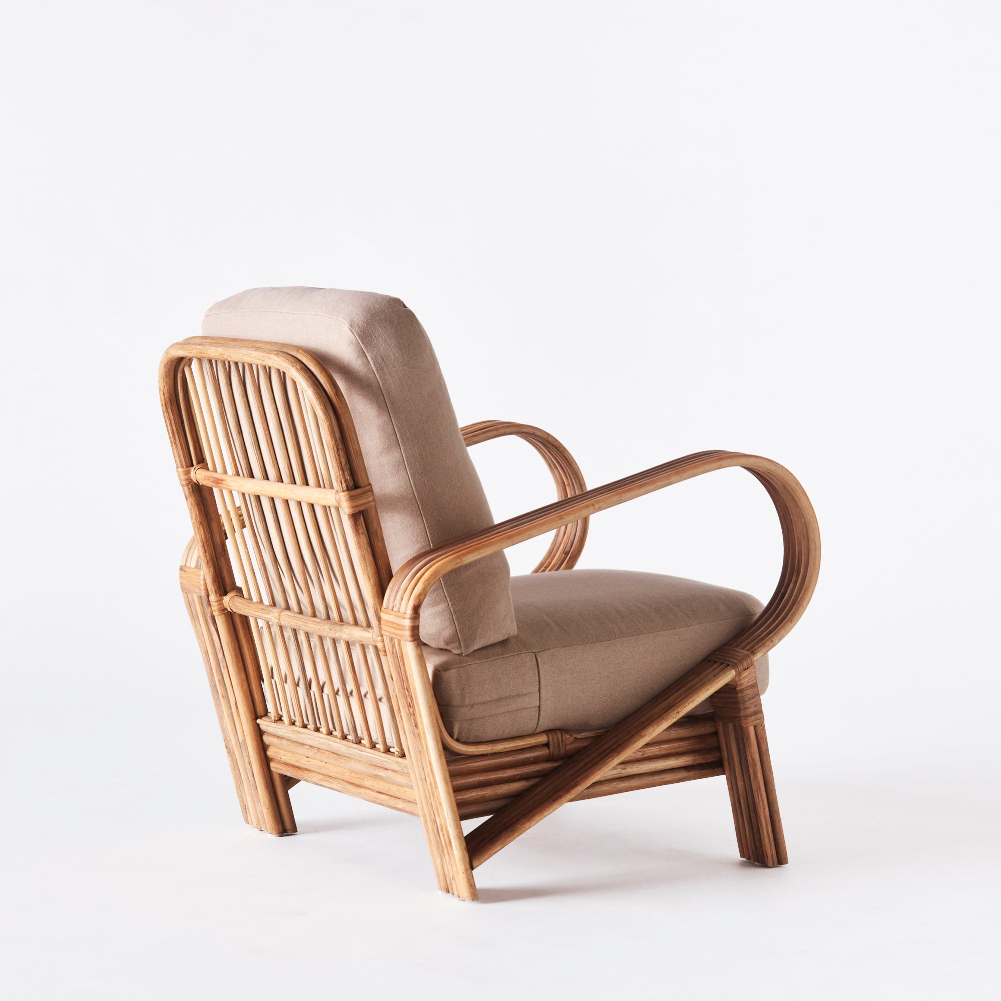 Beige BAMBOO fauteuil met gebeitst bamboe