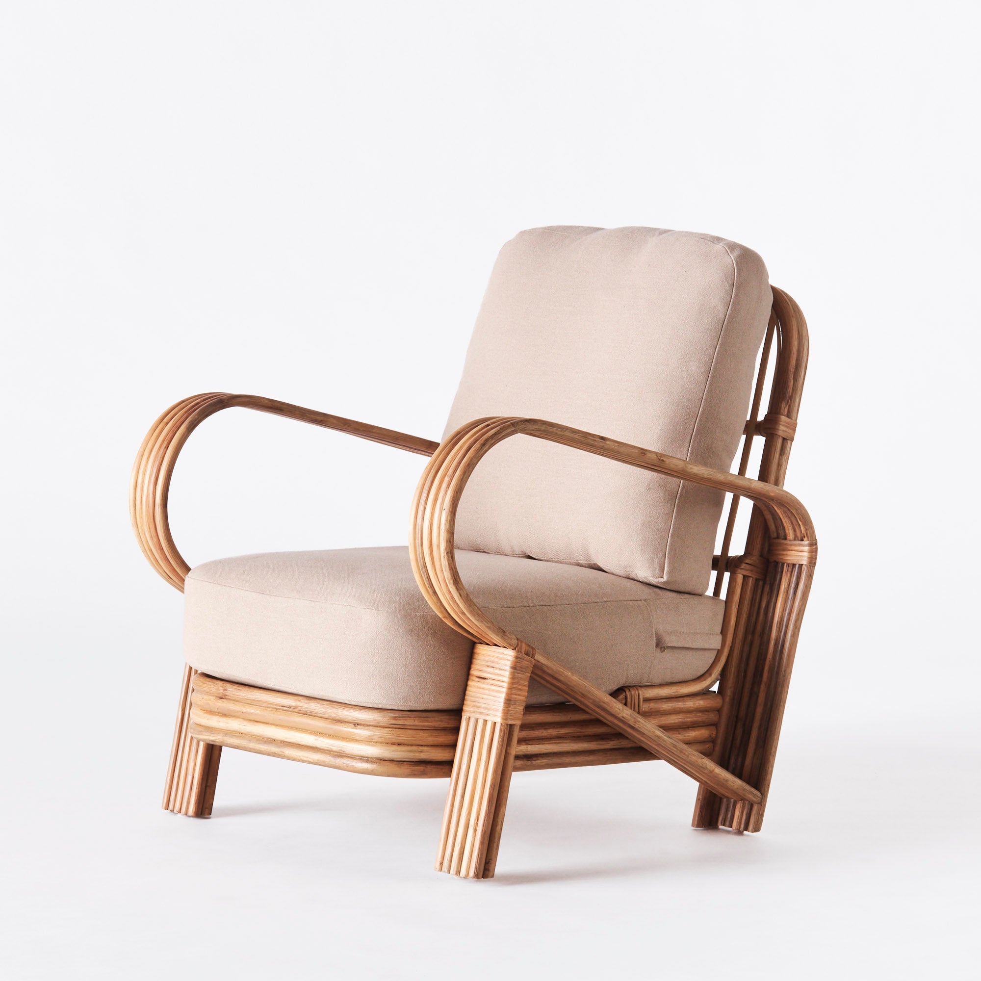 Beige BAMBOO fauteuil met gebeitst bamboe