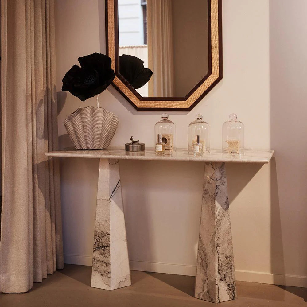 Konsola HEXAGON biały marmur