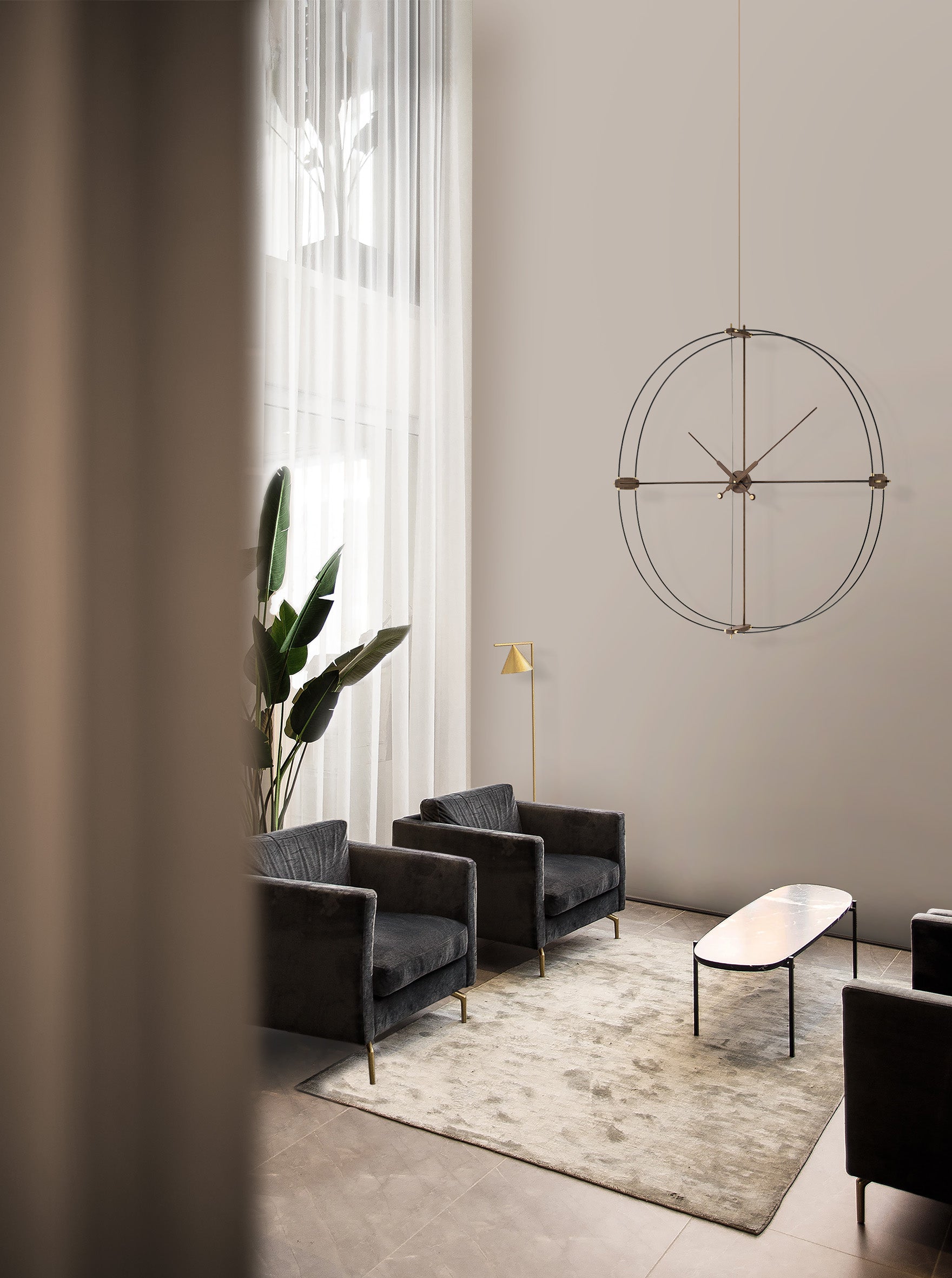 DELMORI PREMIUM wall clock walnut wood with black