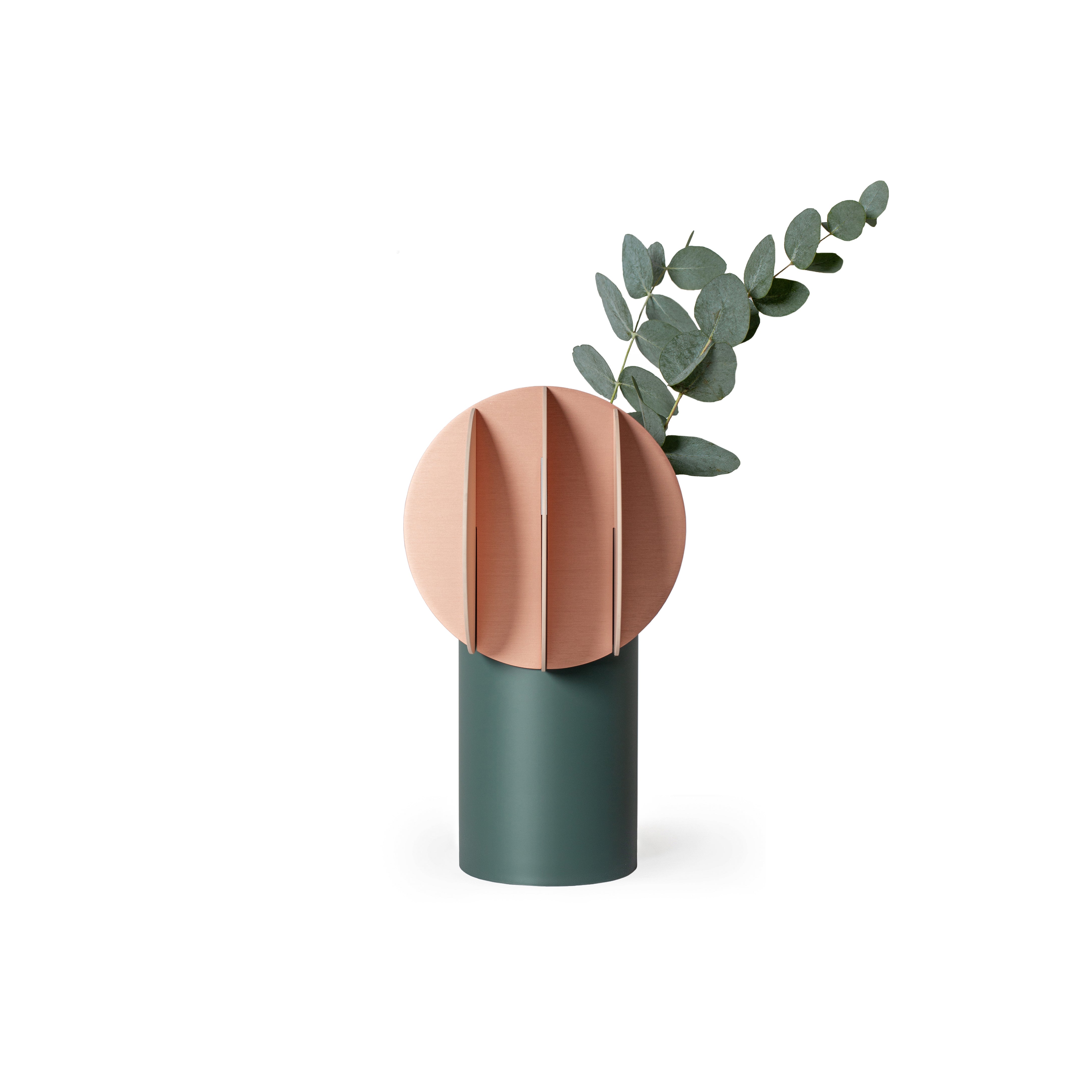 DELAUNAY vase in green with powder pink and copper
