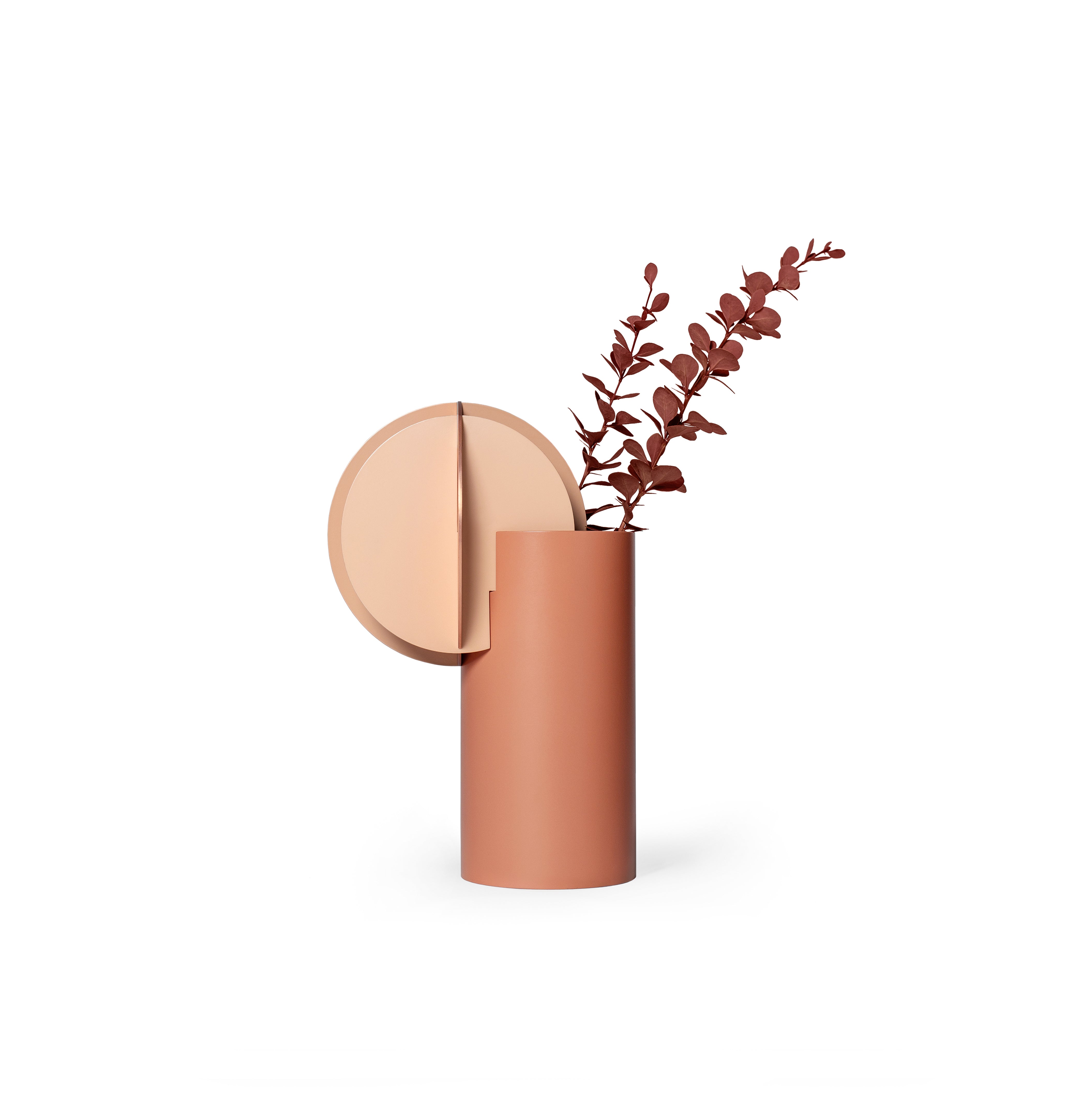 DELAUNAY vase in powder pink with peach and copper