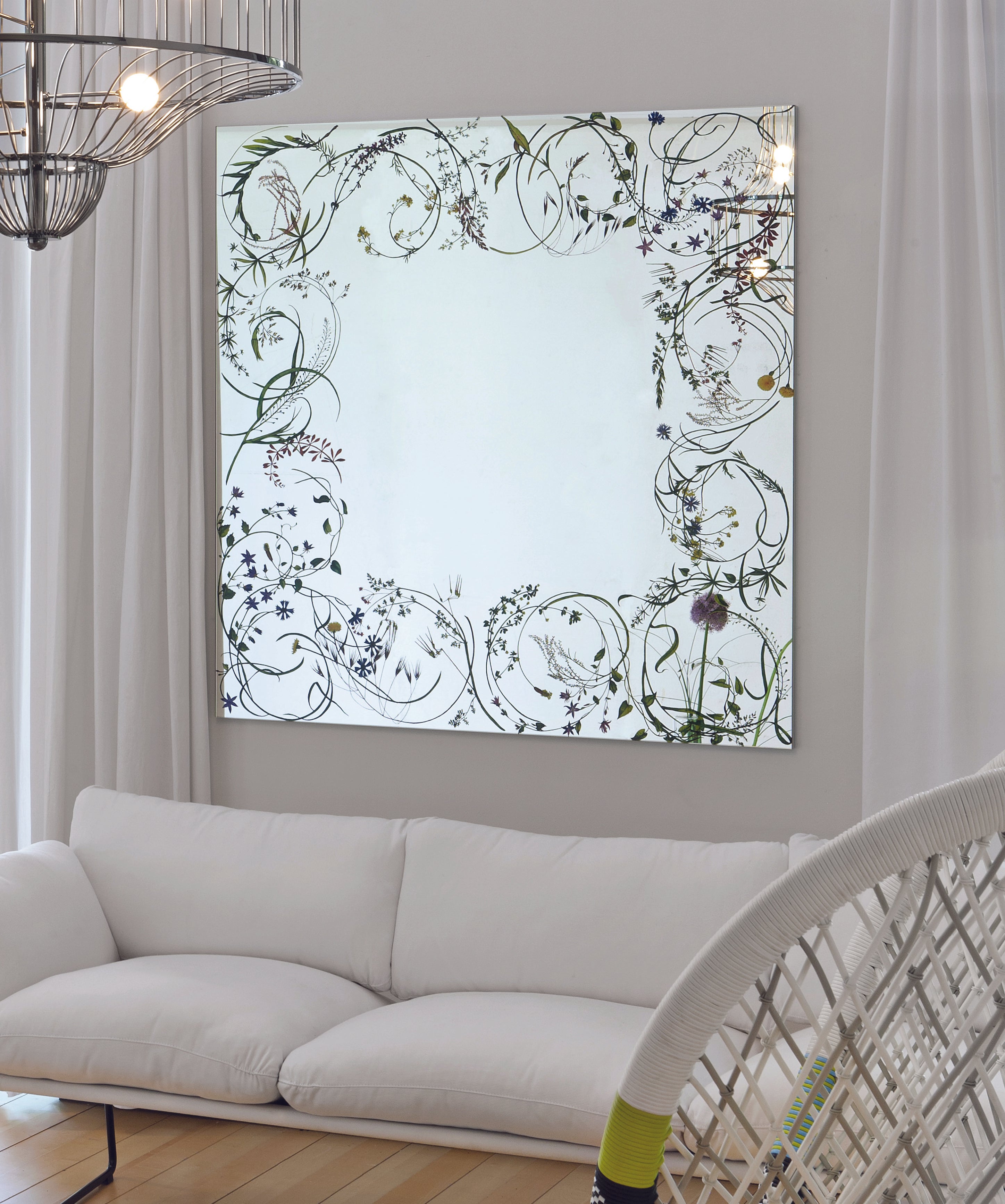Print floral mirror