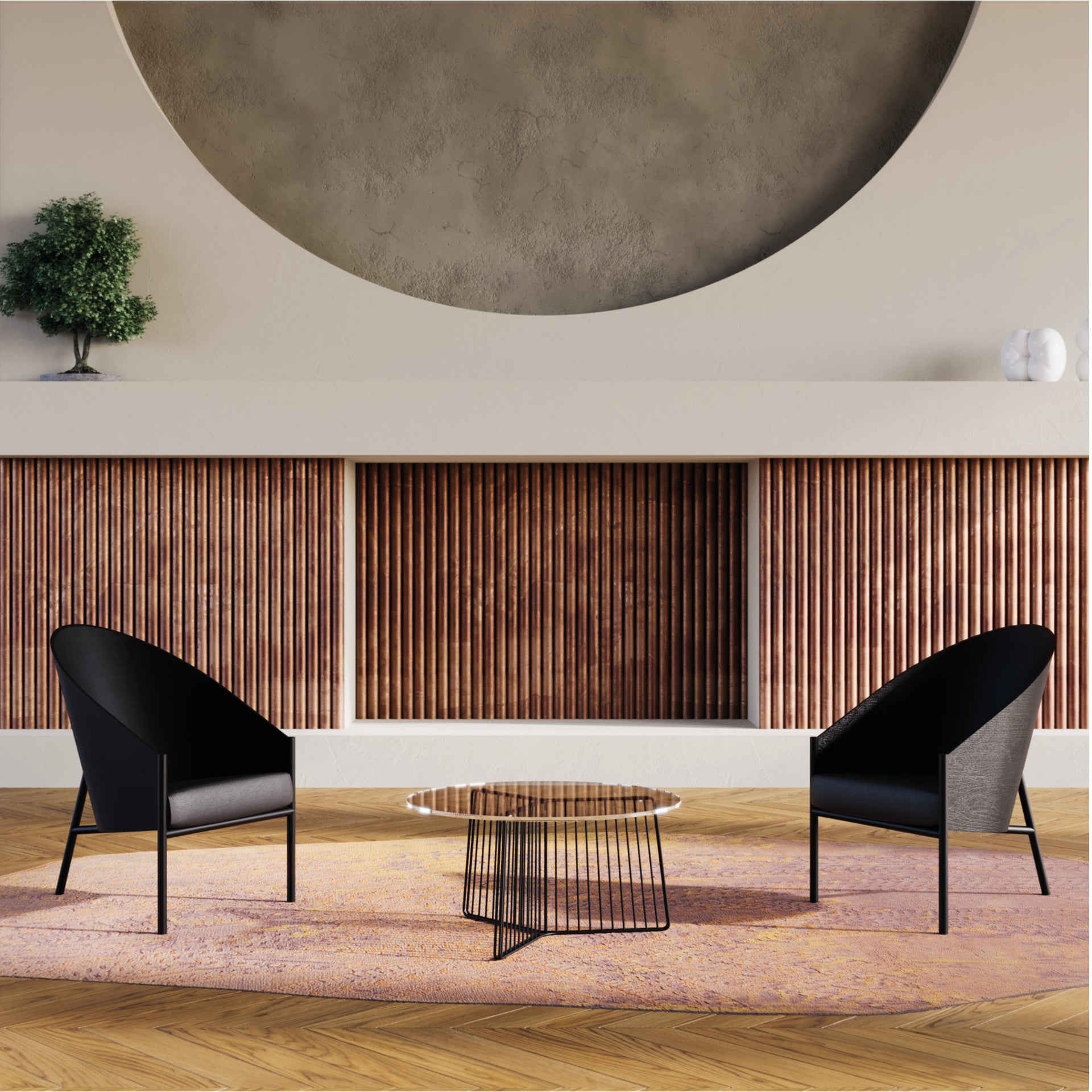 Fauteuil PRATFALL olijfhout met beige leer