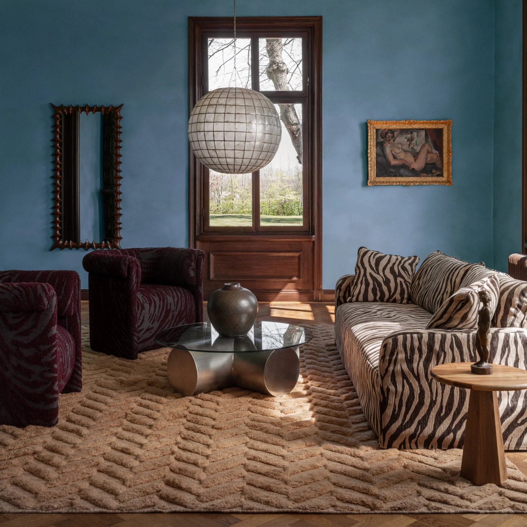 Fotel DECADENT burgundowy boucle