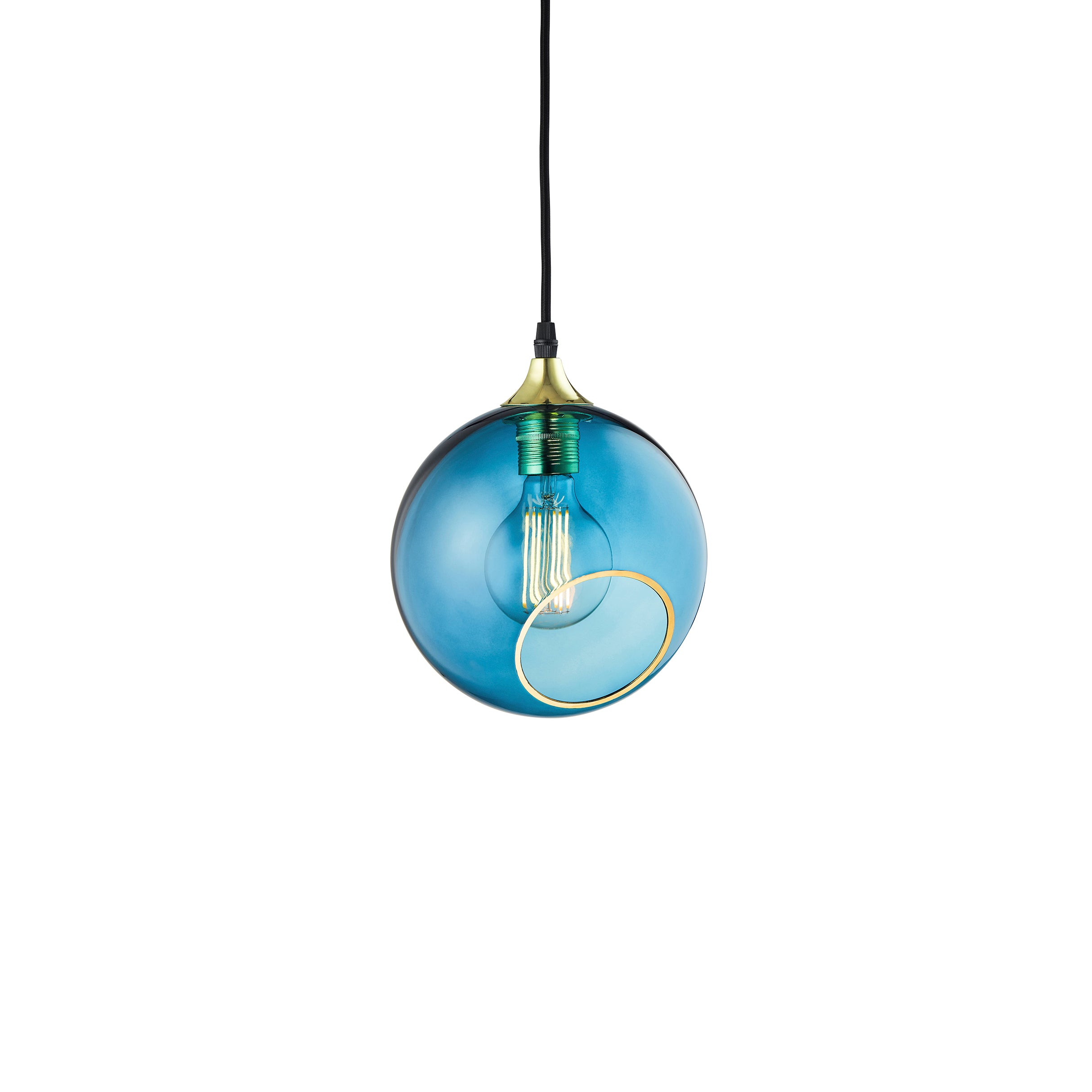 Ballroom Pendant Lamp in Blue with Gold Finish
