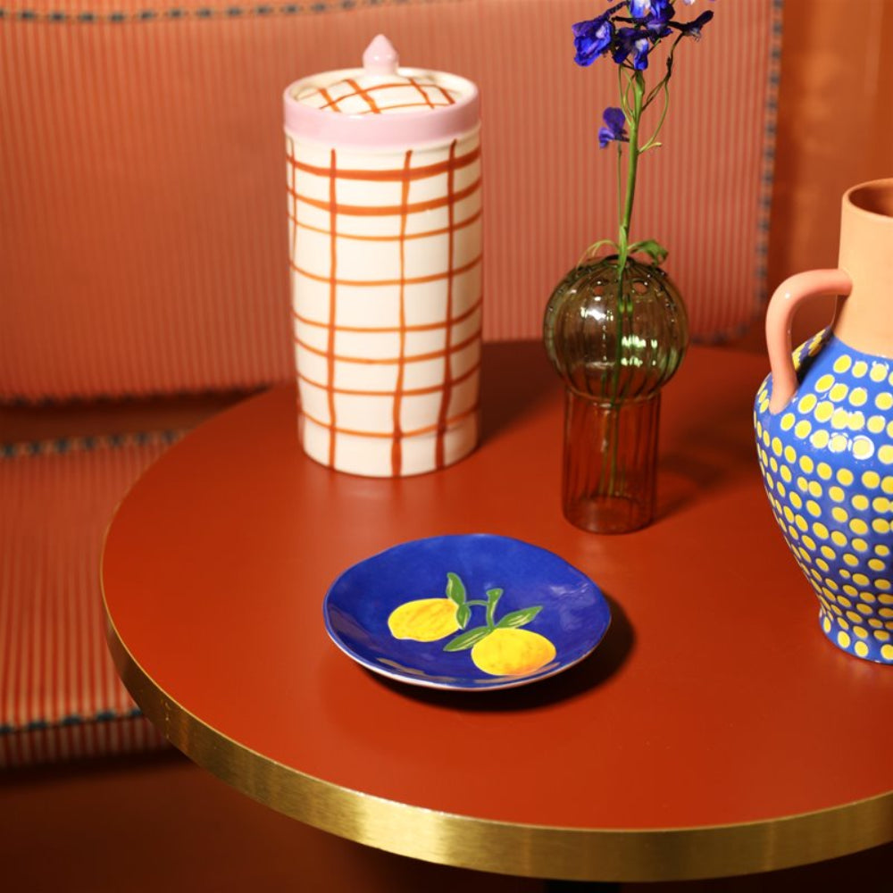 Set von Untertassen LEMON FULL farbige Steinzeug