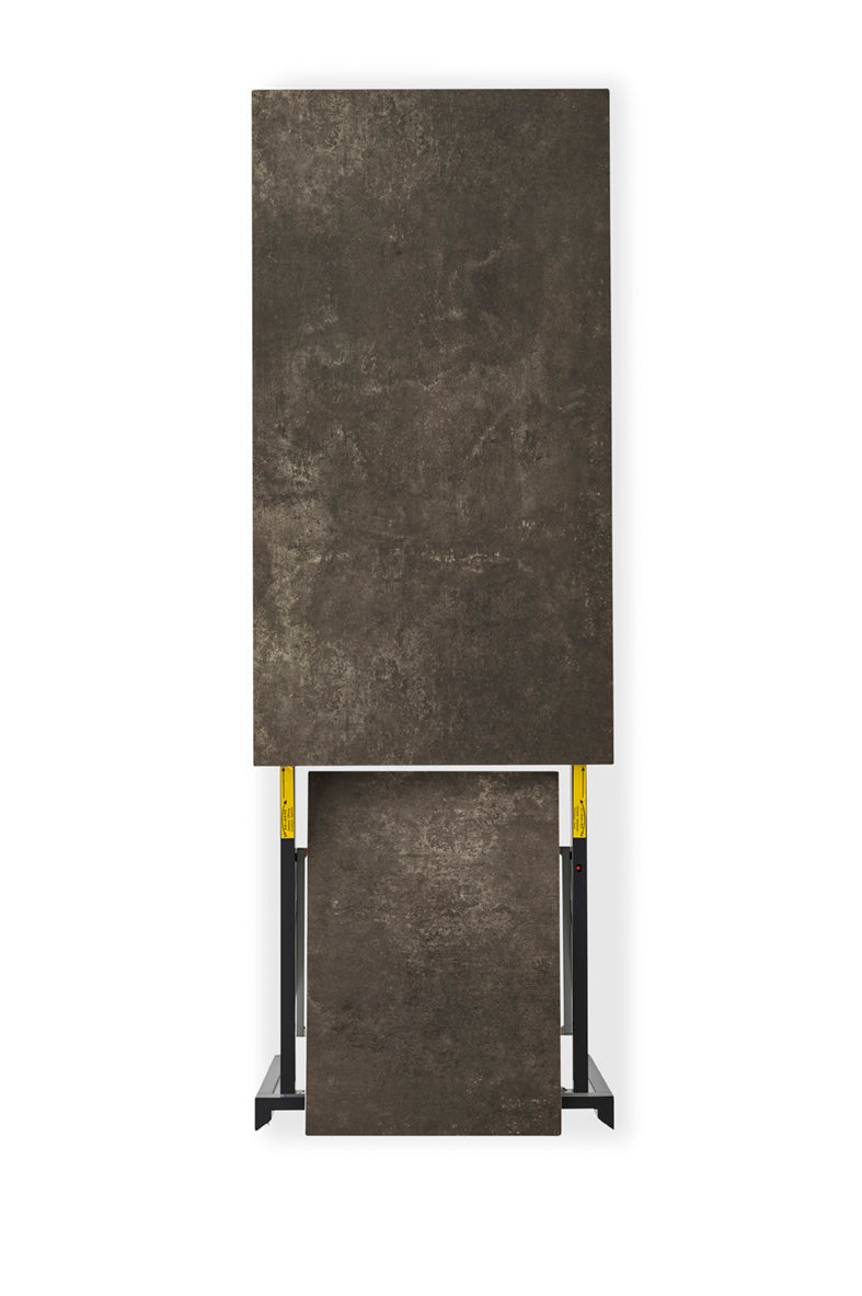 Uittrekbare tafel DUCA met grafieten blad en zwarte basis