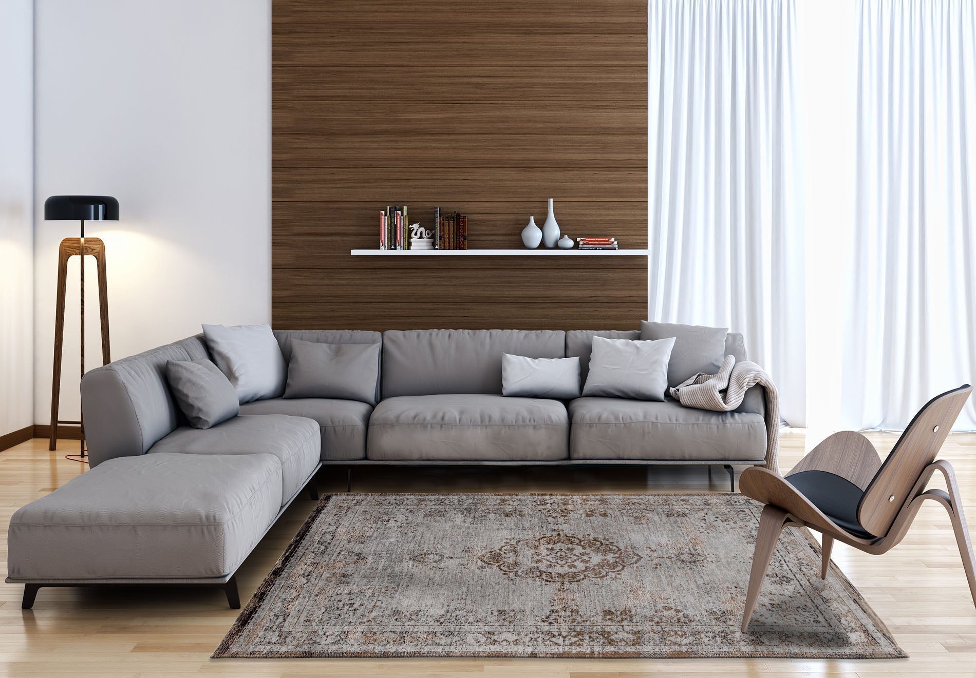 Dywan MEDAILLON GREY EBONY brązowo-szary