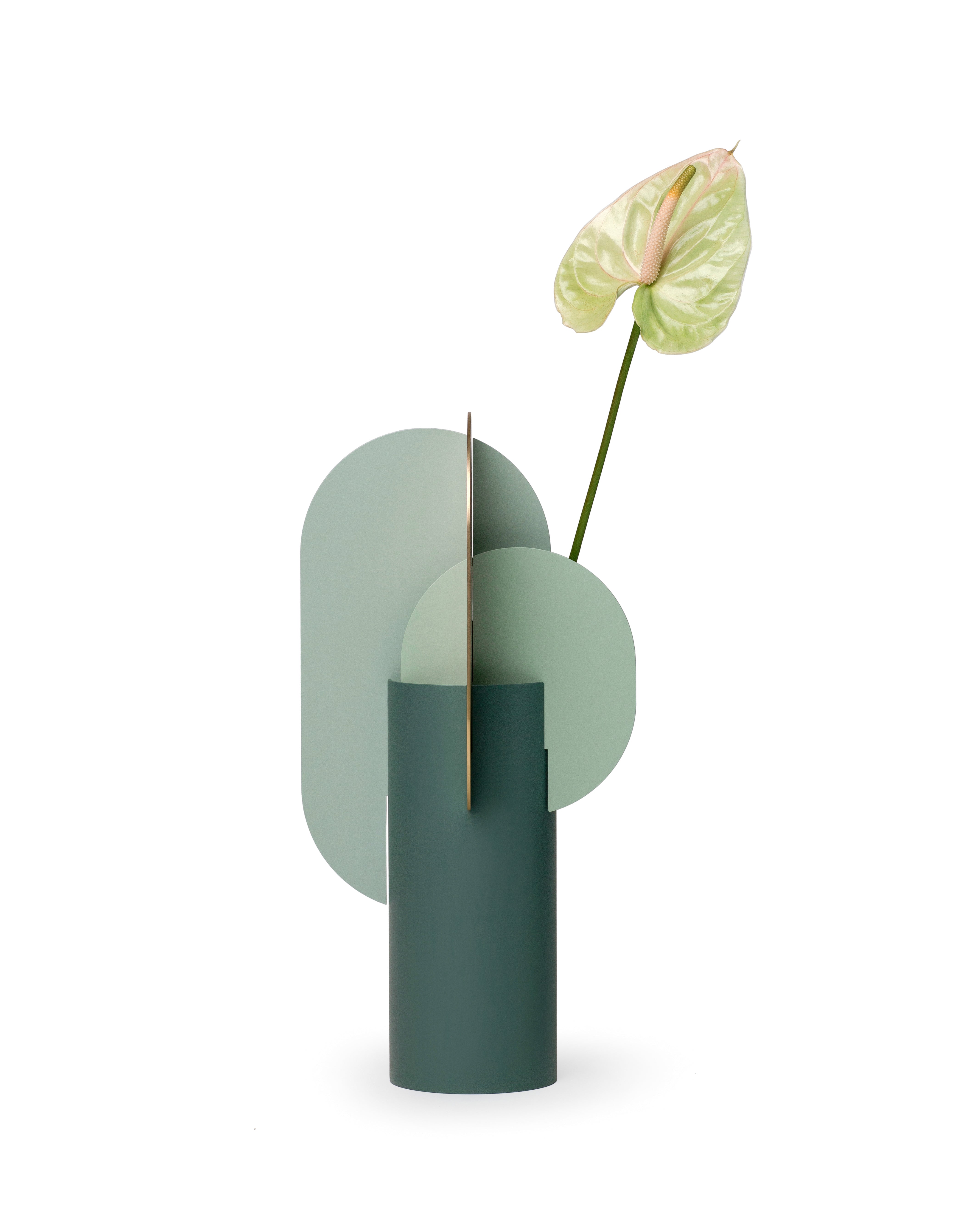 Vaas EKSTER van baksteen met poederroze en koperkleur