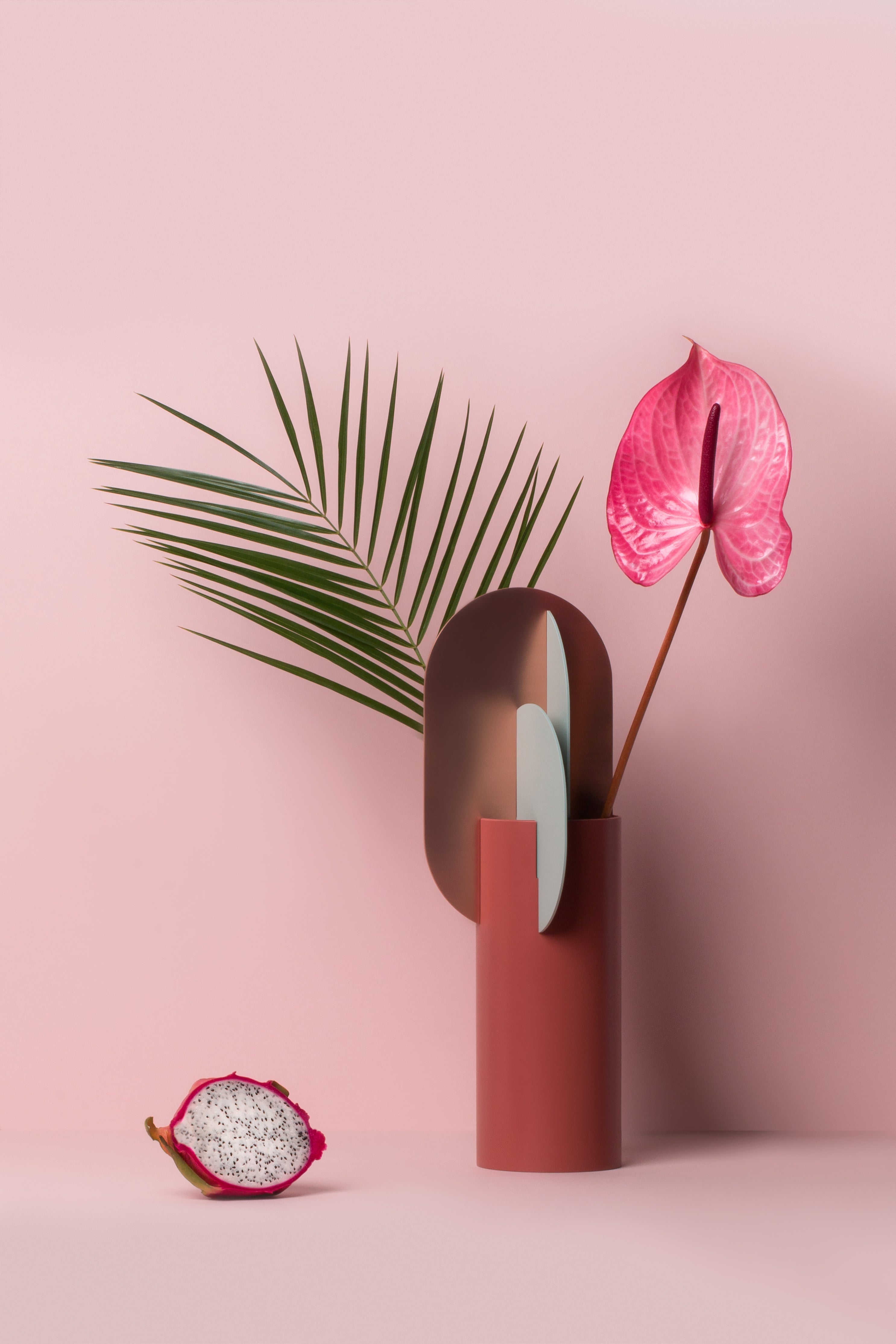 Brick vase EKSTER with blue and copper